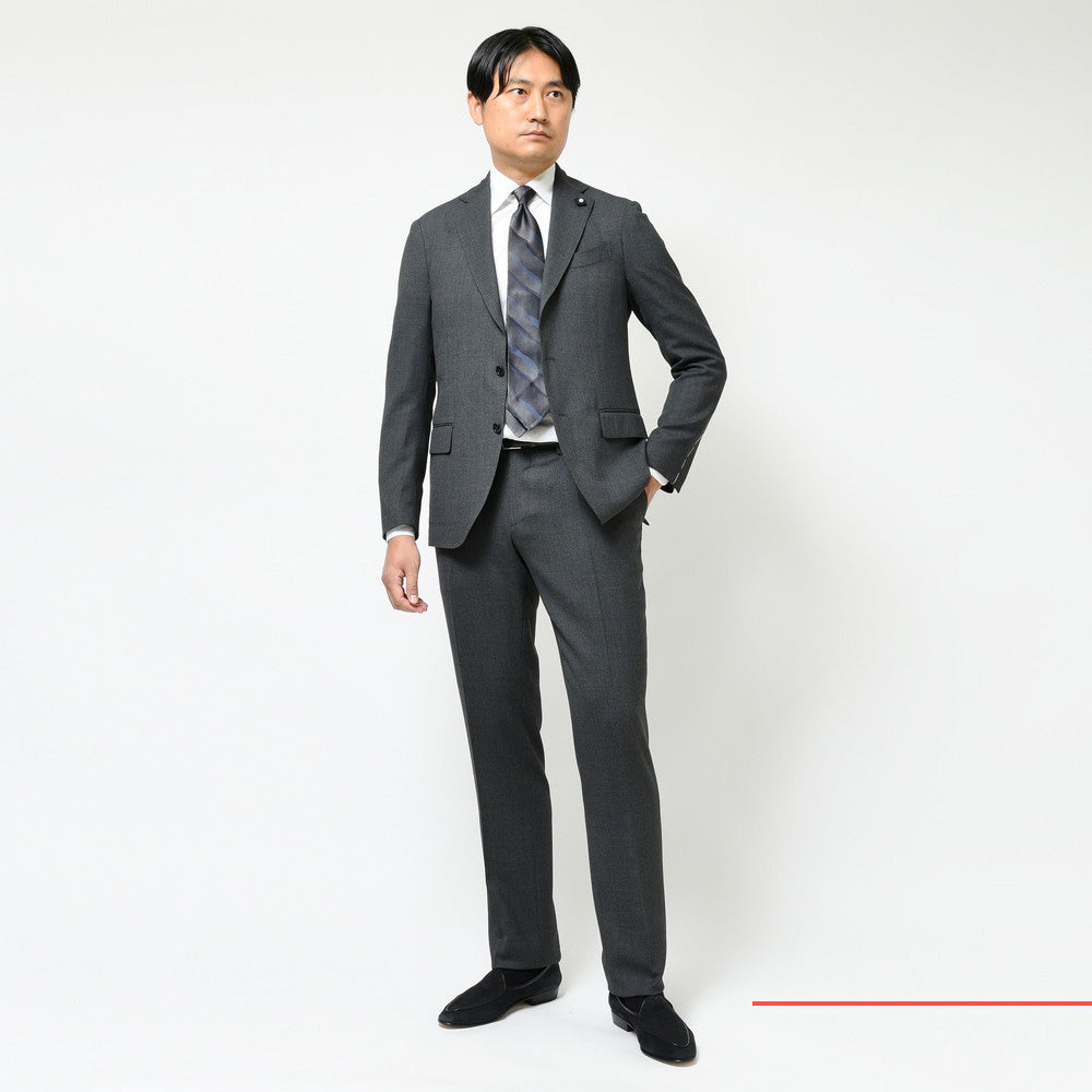 LARDINI(ラルディーニ) ADVANCEアドヴァンス ポリウールストレッチバーズアイ3B1プリーツスーツ 86107AQ401