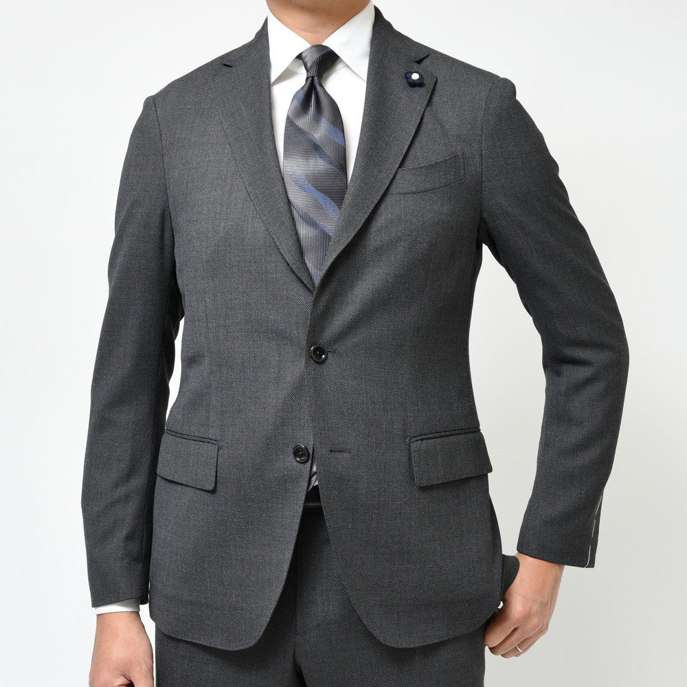 LARDINI(ラルディーニ) ADVANCEアドヴァンス ポリウールストレッチバーズアイ3B1プリーツスーツ 86107AQ401