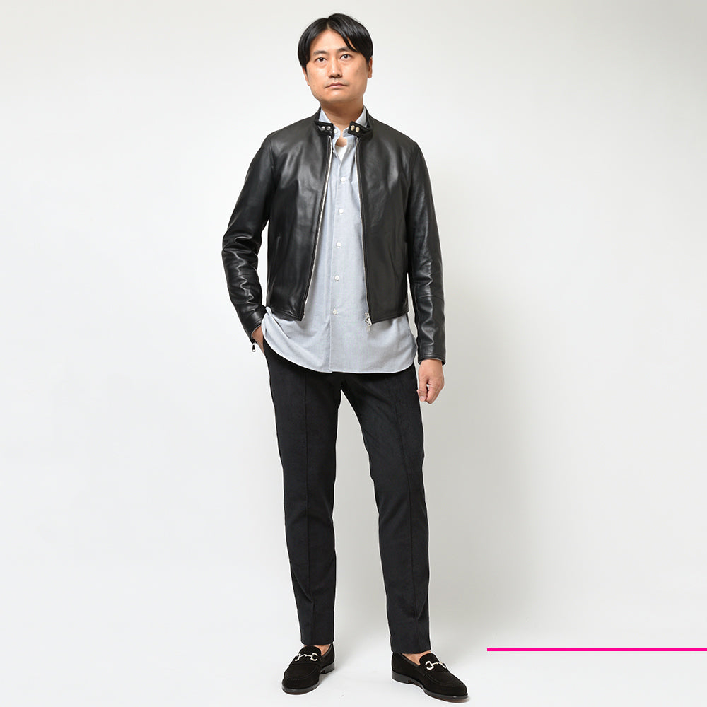 EMMETI エンメティ H UOMO アッカ ウォモ ラムナッパレザー 干場義雅別注 シングルライダース ジャケット
