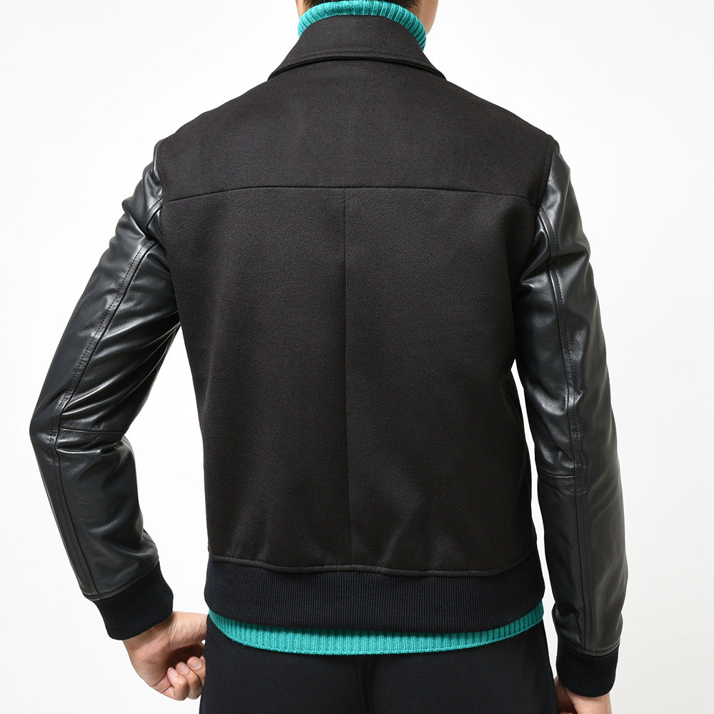 EMMETI エンメティ RICHMOND ナッパチェラータ×ウールカシミヤフランネル コンビ 中綿入り スタジャン型 ブルゾン