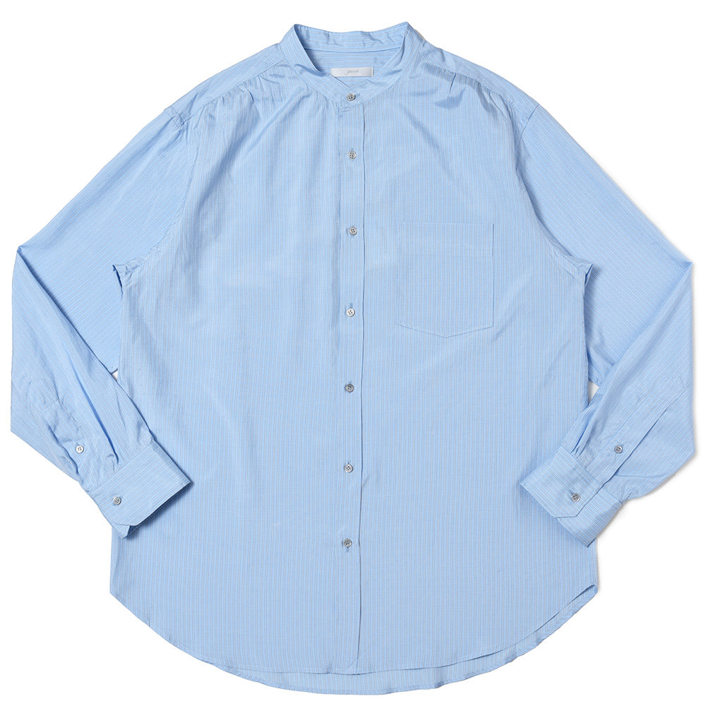 garoh ガロウ garoh shirts02 シルクストライプ バンドカラーシャツ