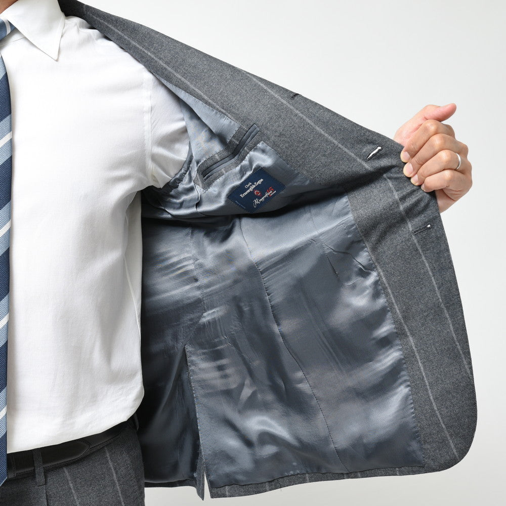 guji(グジ) Magnifico15マニフィコ15 15マイクロンウールチョークストライプ3B1プリーツスーツ(MADE BY RING JACKET / Ermenegildo Zegna