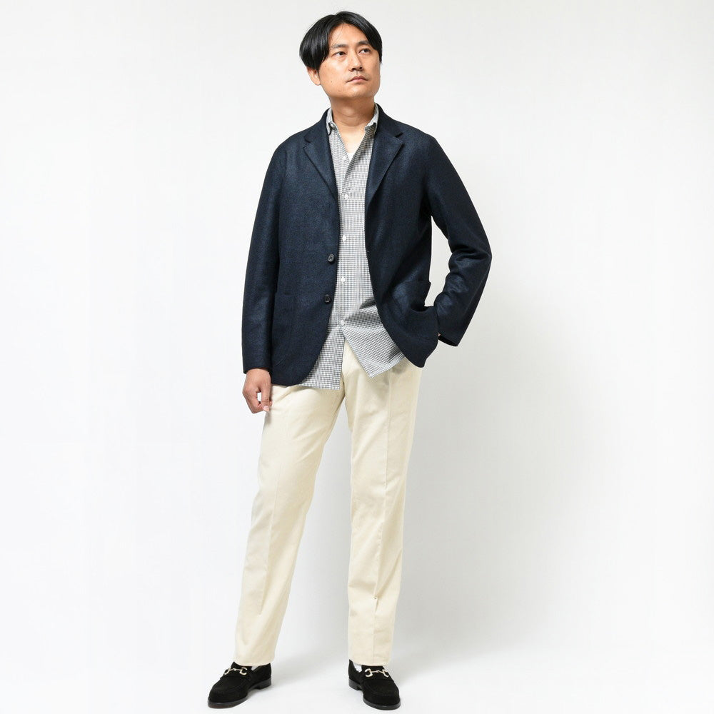 garoh(ガロウ) garoh jacket02 ポリエステルアクリルウールメランジスライバーニット2Bジャケット