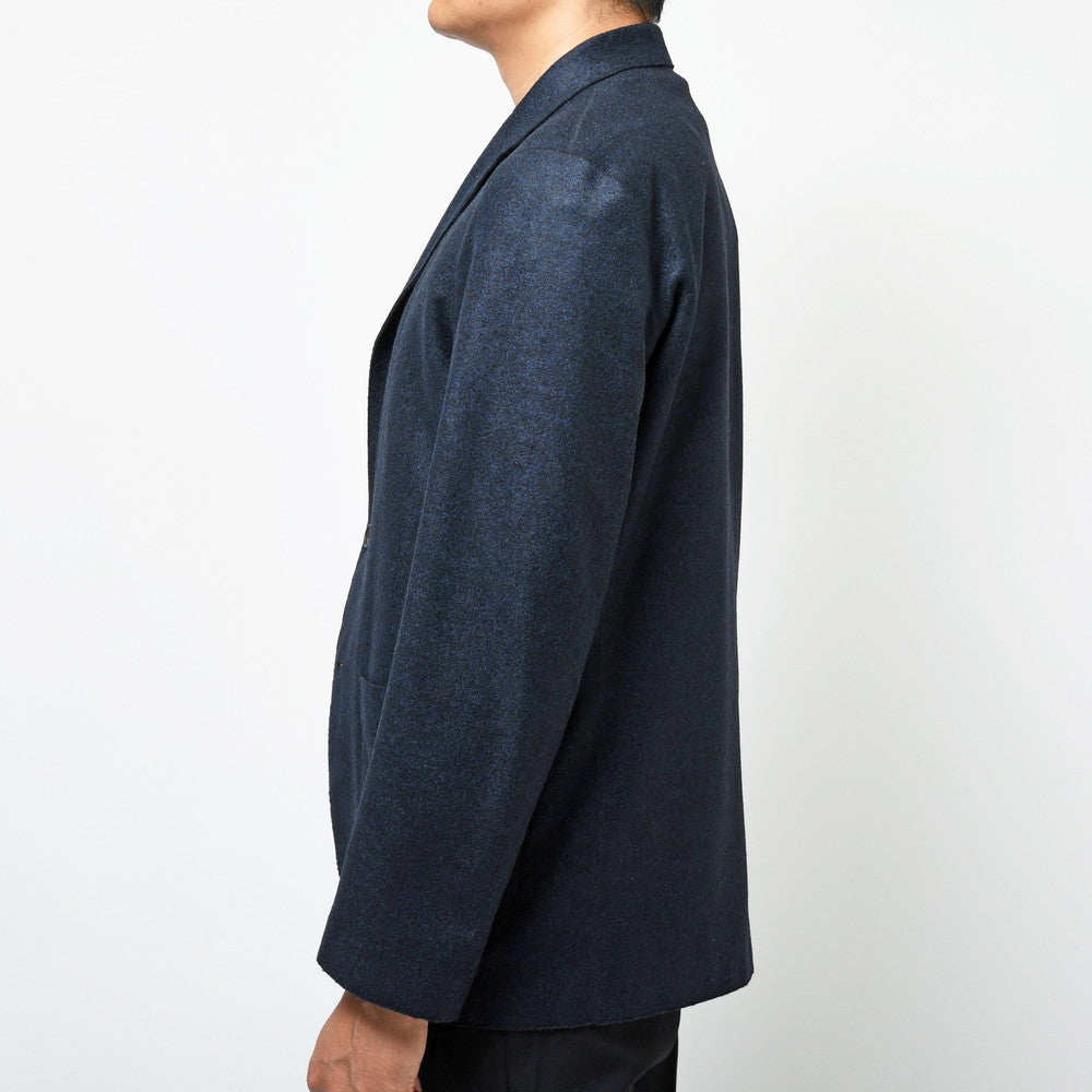 garoh(ガロウ) garoh jacket02 ポリエステルアクリルウールメランジスライバーニット2Bジャケット