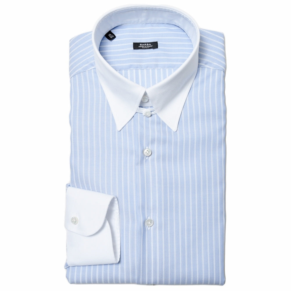 BARBA(バルバ) TAB コットンピンオックスストライプタブカラーシャツ 487-81451