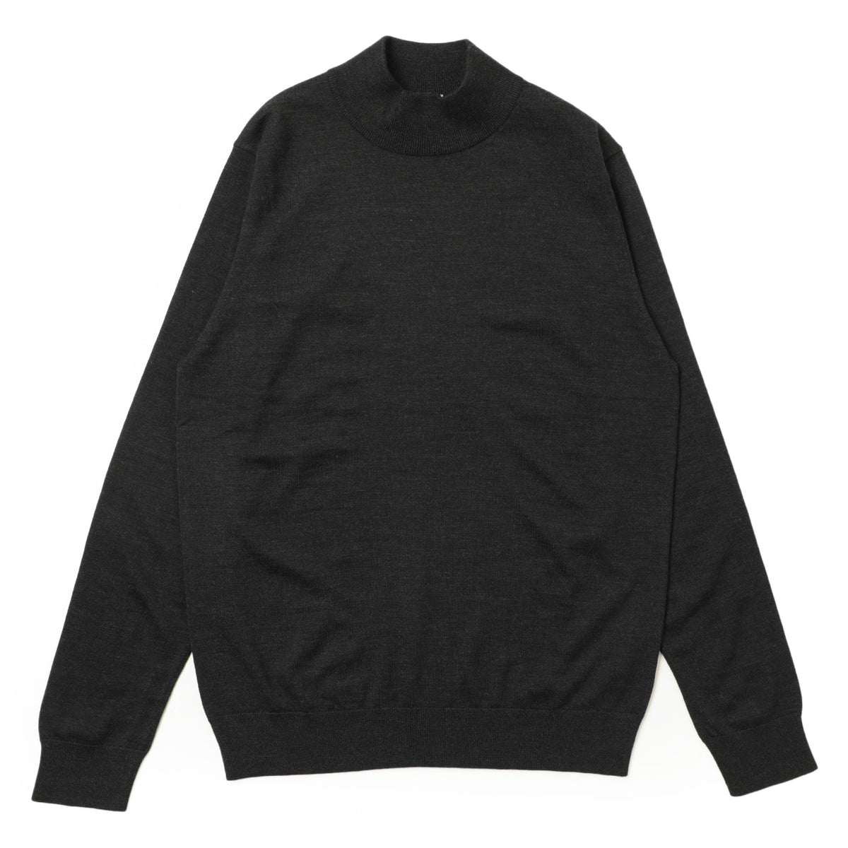 gim/【菅原靴店別注】ハイゲージ モックネックニットウルトラスーパーファインウール/Super140's 30ゲージ/24504539/チャコールグレー