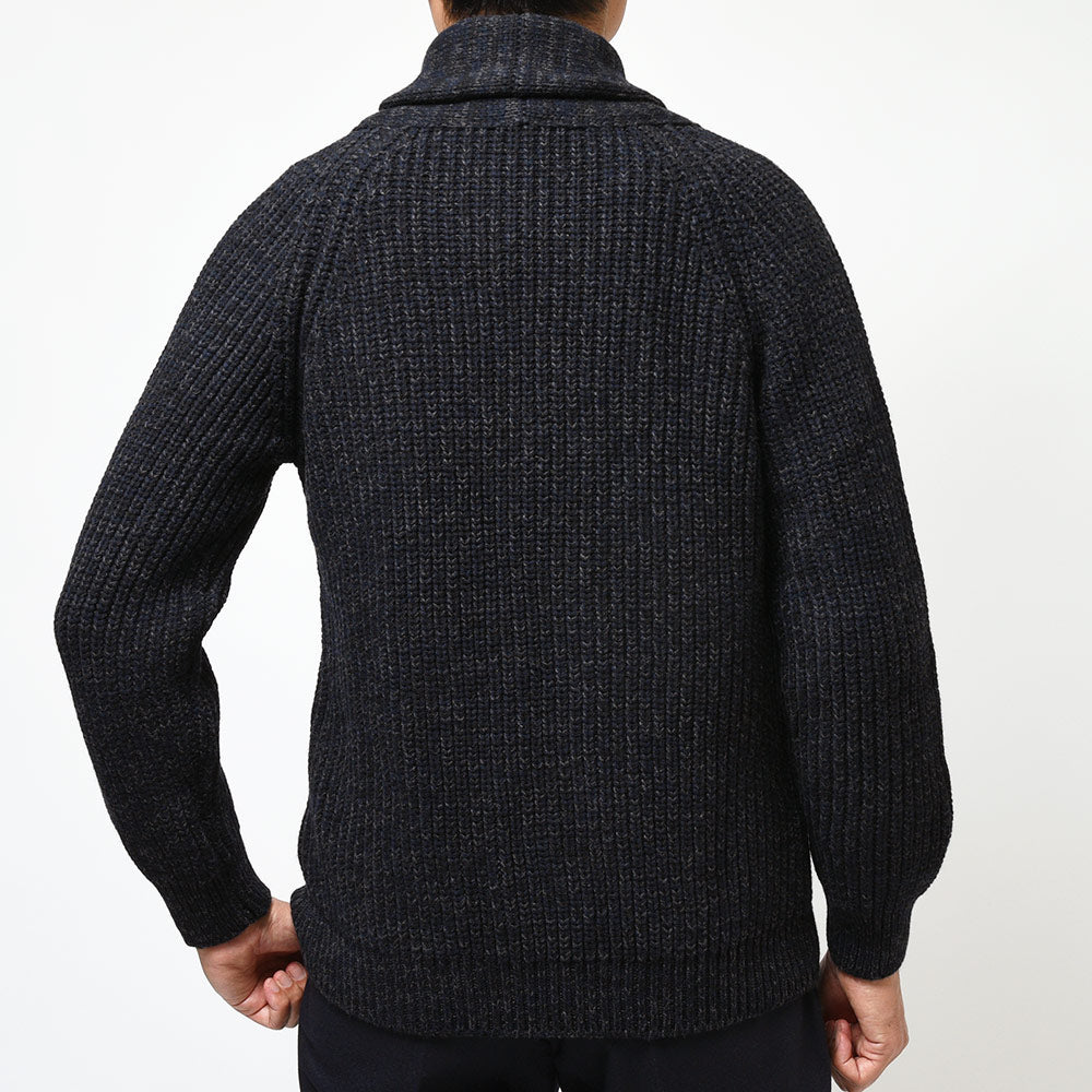 Settefili Cashmere セッテフィーリ カシミア ウール カシミヤ リブ ショールカラー ダブル6Bニットカーディガン