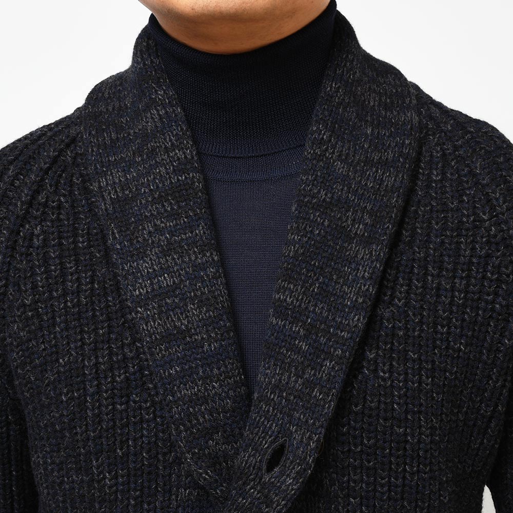 Settefili Cashmere セッテフィーリ カシミア ウール カシミヤ リブ ショールカラー ダブル6Bニットカーディガン