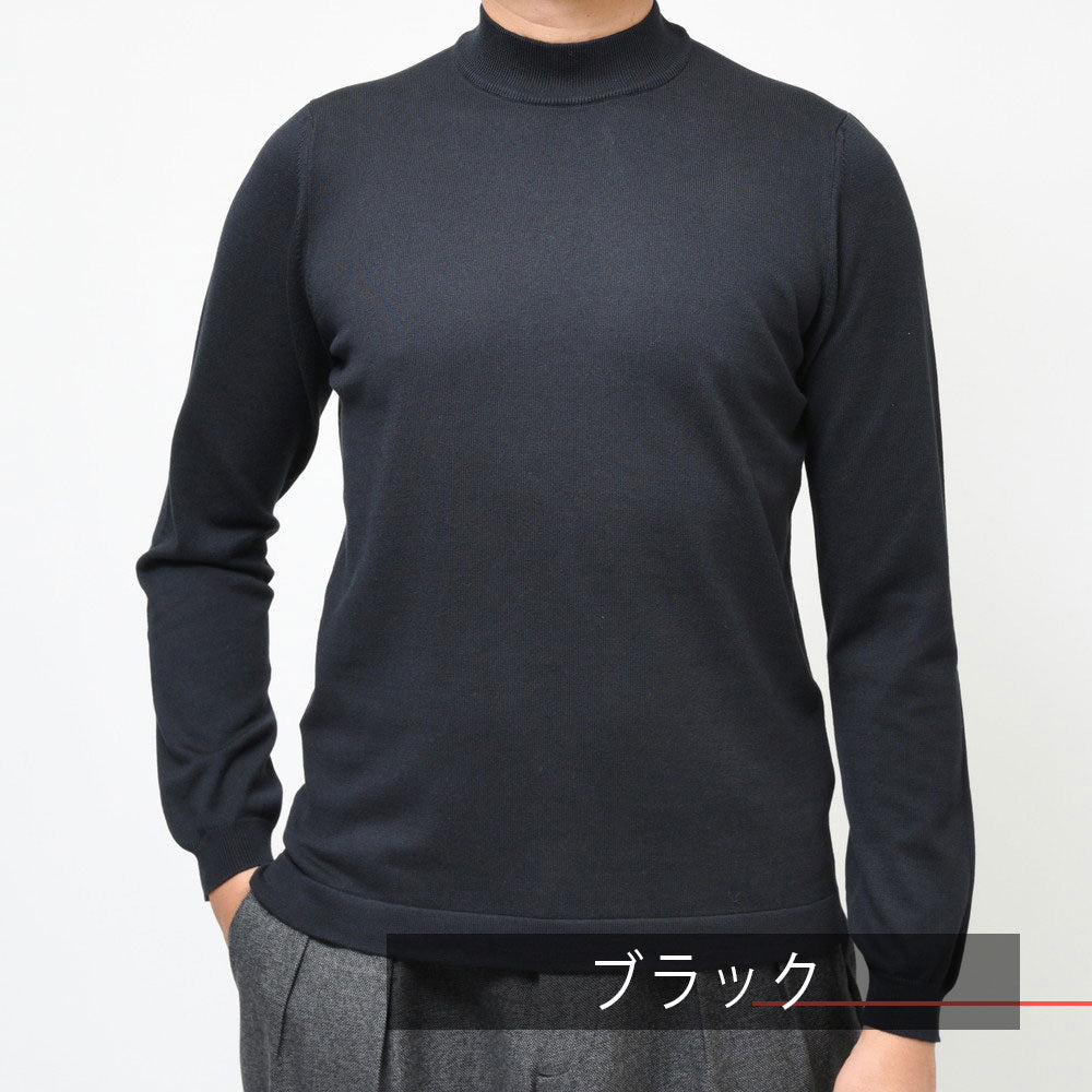 GRAN SASSO(グランサッソ) 12ゲージソフトコットンソリッドモックネックニット 58108/18120