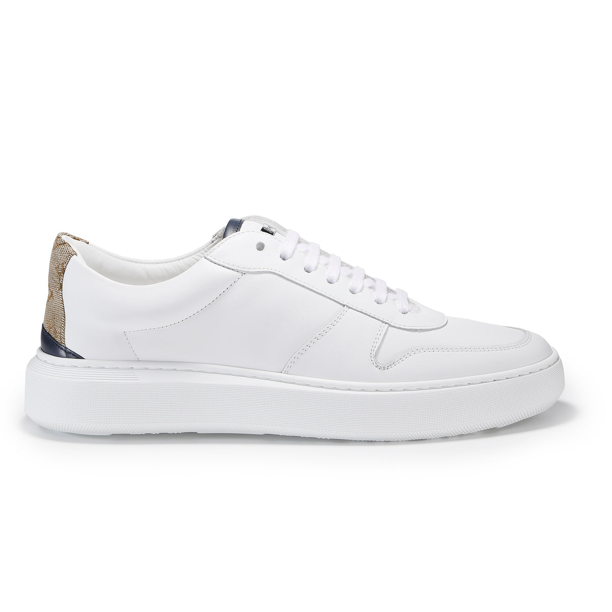 ヘルノ / レースアップ レザースニーカー(モノグラム柄入り)/ホワイト×ネイビー/SH001UM-SHOE6+12600W