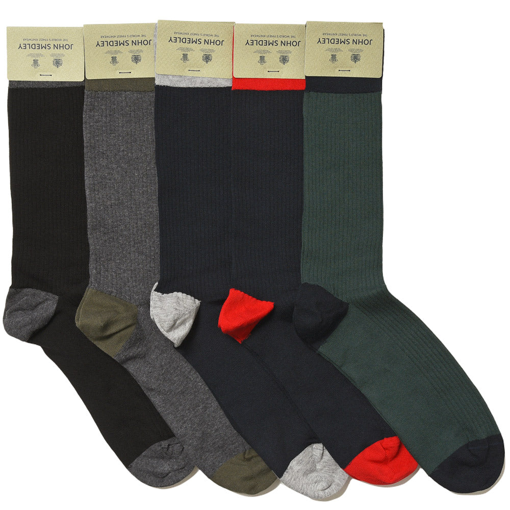 JOHN SMEDLEY ジョンスメドレー CORTLAND シーアイランドコットン ナイロン バイカラー リブソックス