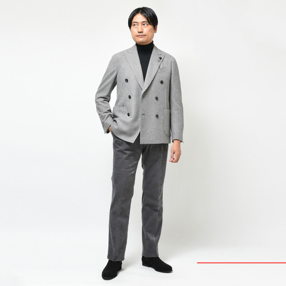 LARDINI(ラルディーニ) ADVANCEアドヴァンス ウールカシミアライトツィードハウンドトゥース6Bダブルジャケット JX6006AQ/AD61506