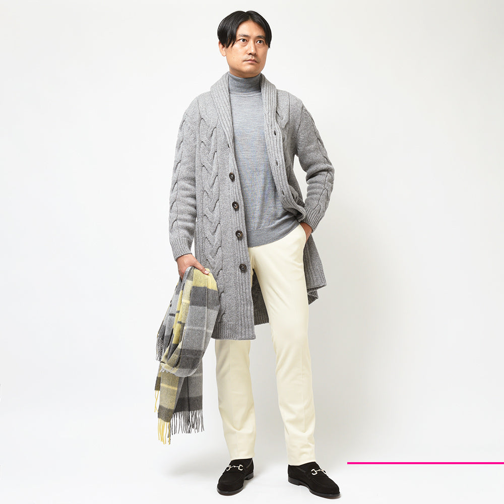 Settefili Cashmere セッテフィーリ カシミア ウール カシミヤ ケーブル ショールカラー ロングニットカーディガン