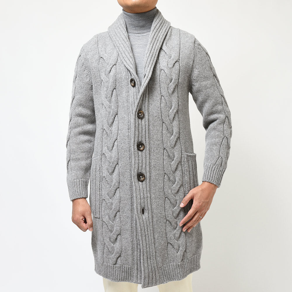 Settefili Cashmere セッテフィーリ カシミア ウール カシミヤ ケーブル ショールカラー ロングニットカーディガン