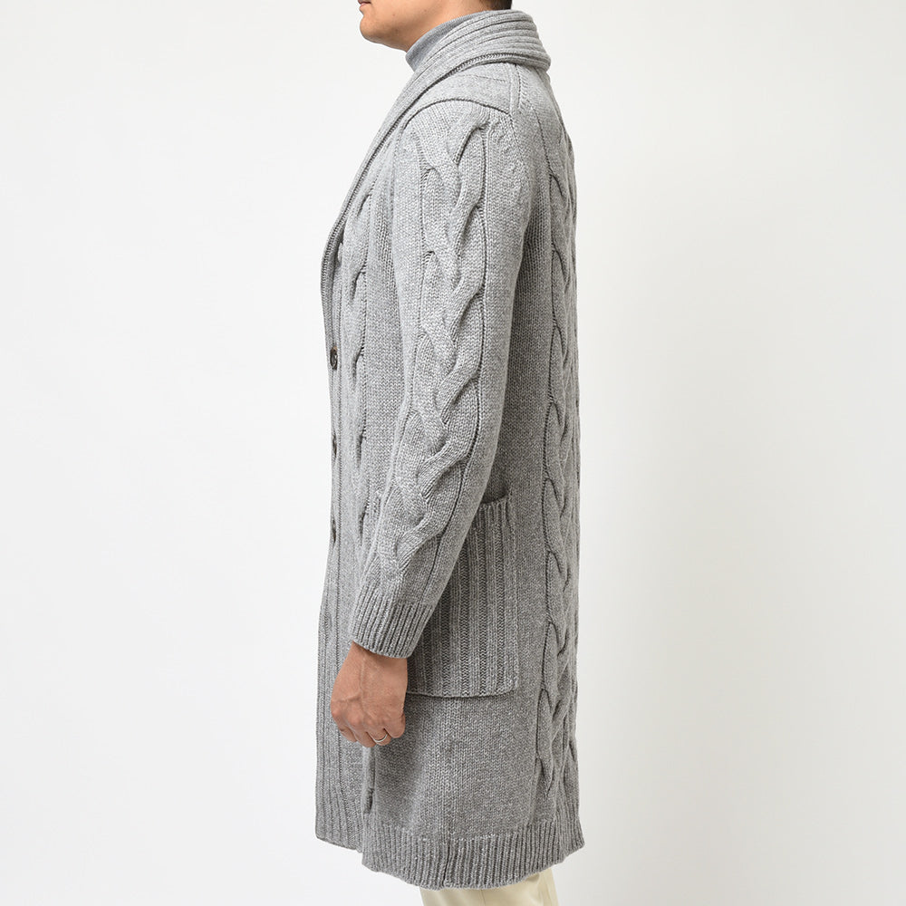 Settefili Cashmere セッテフィーリ カシミア ウール カシミヤ ケーブル ショールカラー ロングニットカーディガン