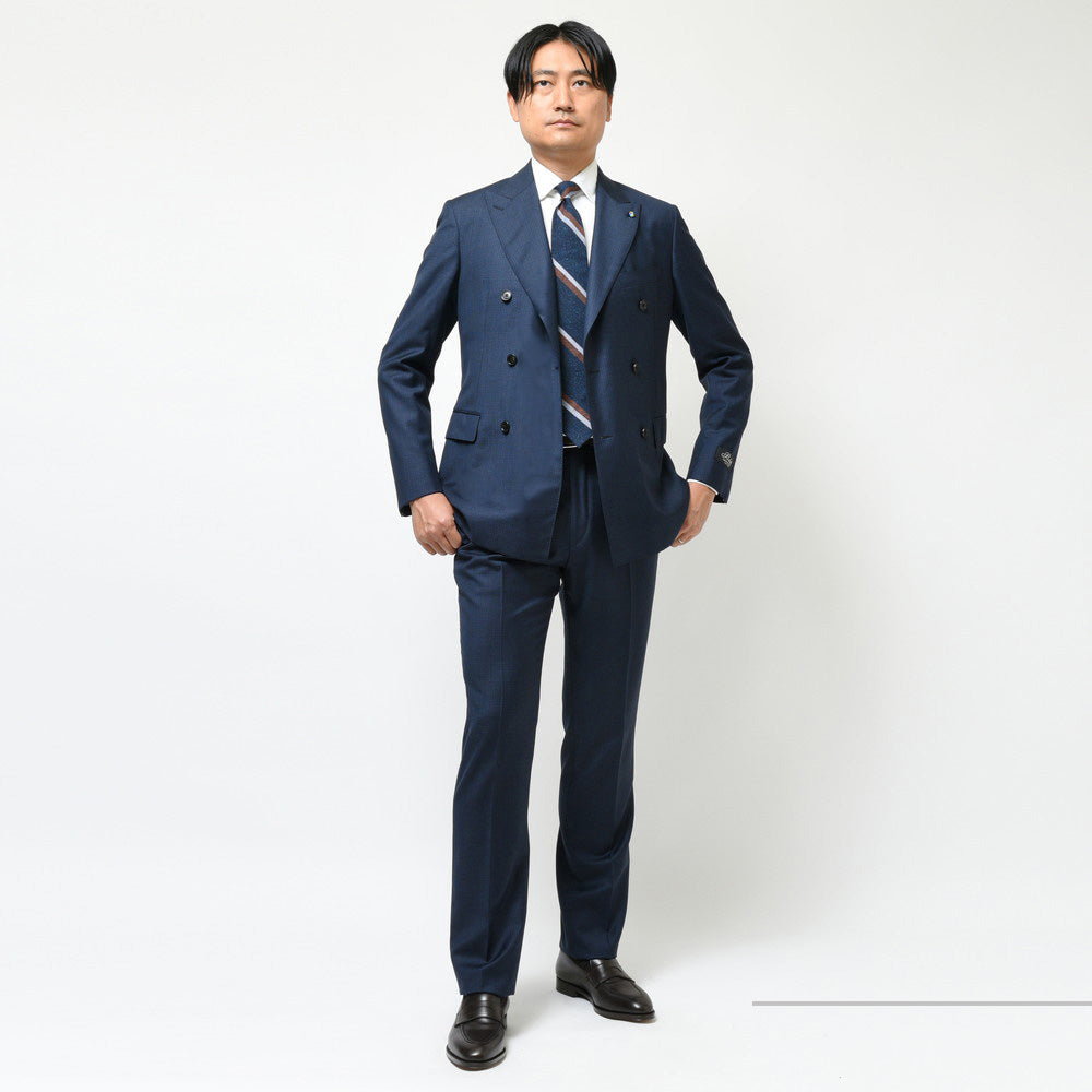 Belvest(ベルベスト) SUPER130's ウールオーバーチェック6B1プリーツダブルスーツ A310S-1127