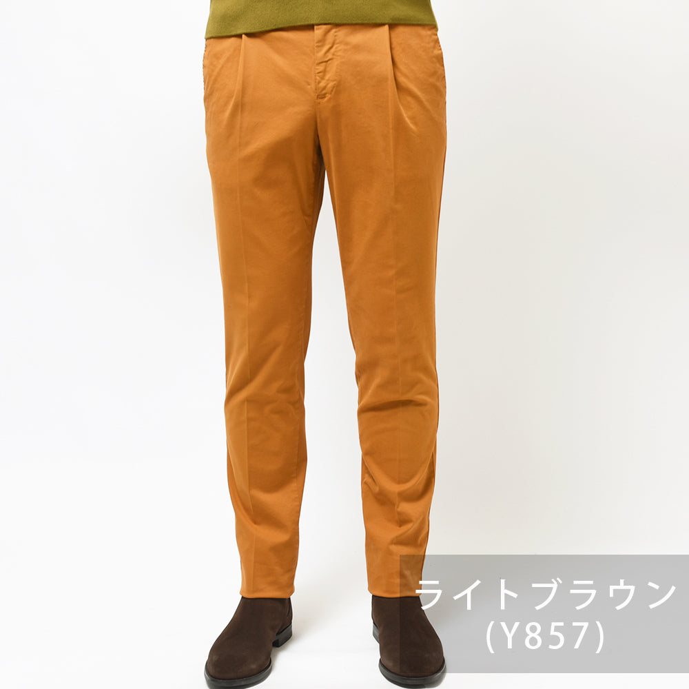 PT TORINO ピーティー トリノ 4シーズン コットン ストレッチ ツイル ガーメントダイ 1プリーツ パンツ GENTLEMAN FIT
