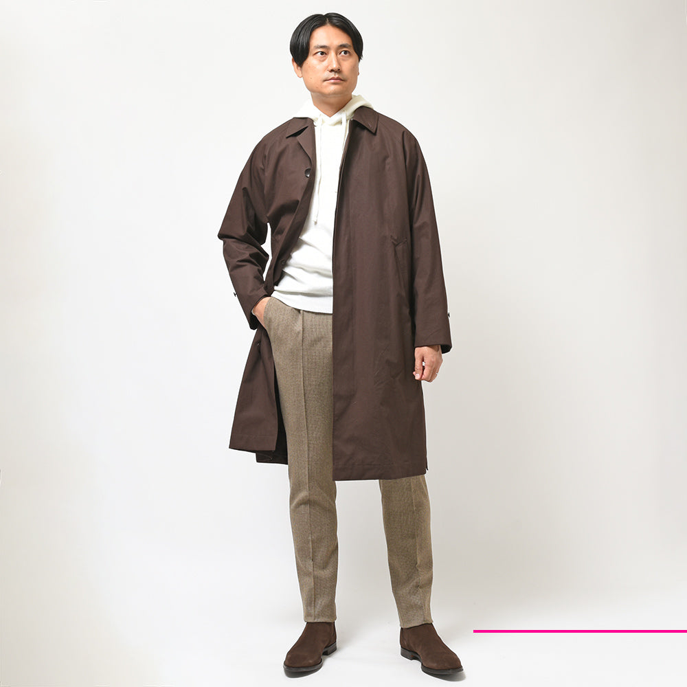PT TORINO ピーティー トリノ ヴァージンウール ストレッチ ライトフランネル ハウンドトゥース 1プリーツ パンツ GENTLEMAN FIT