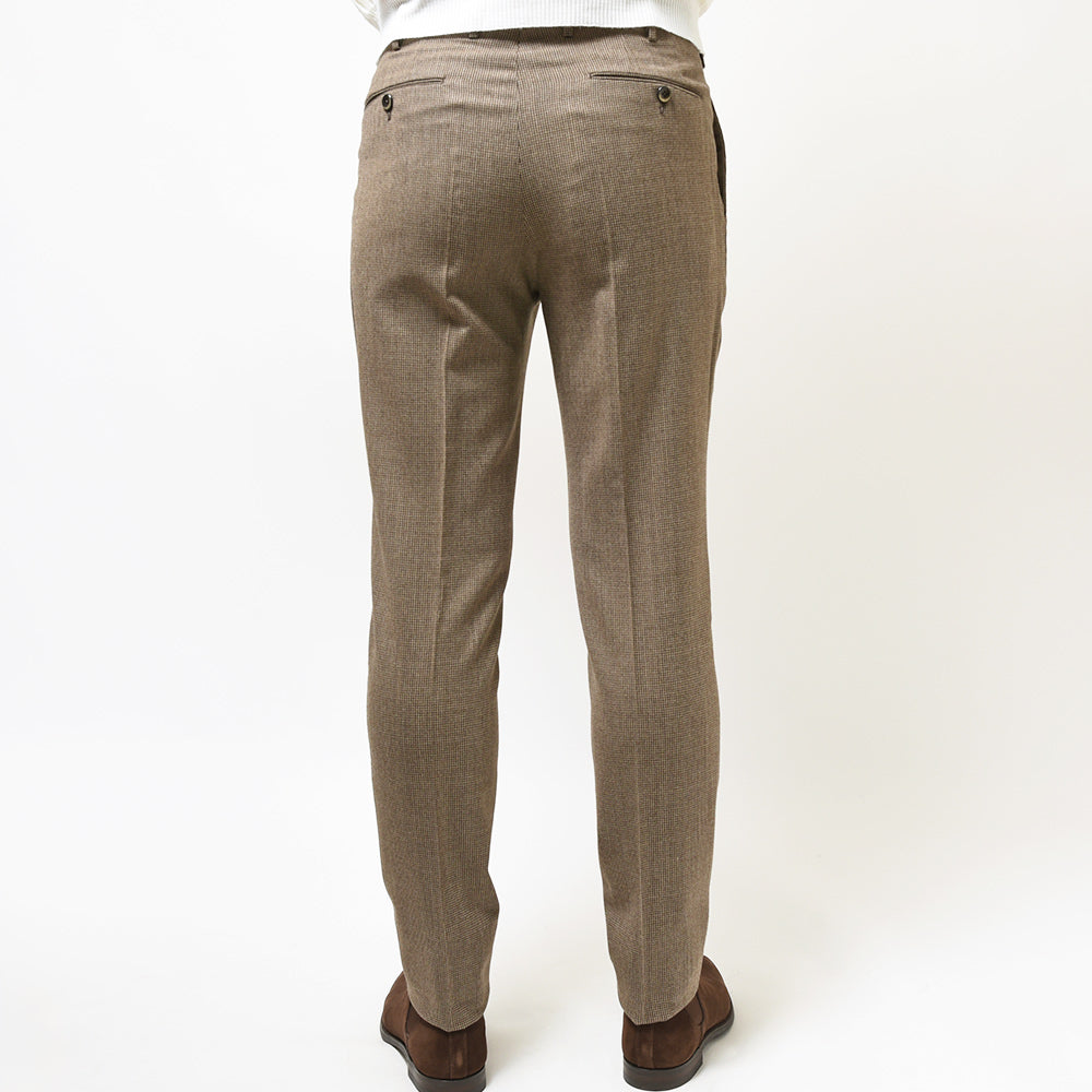 PT TORINO ピーティー トリノ ヴァージンウール ストレッチ ライトフランネル ハウンドトゥース 1プリーツ パンツ GENTLEMAN FIT