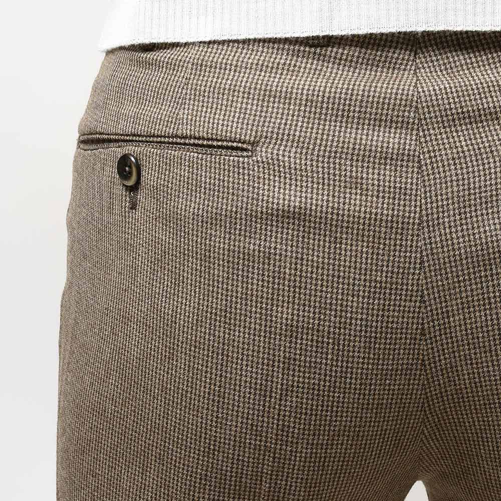 PT TORINO ピーティー トリノ ヴァージンウール ストレッチ ライトフランネル ハウンドトゥース 1プリーツ パンツ GENTLEMAN FIT