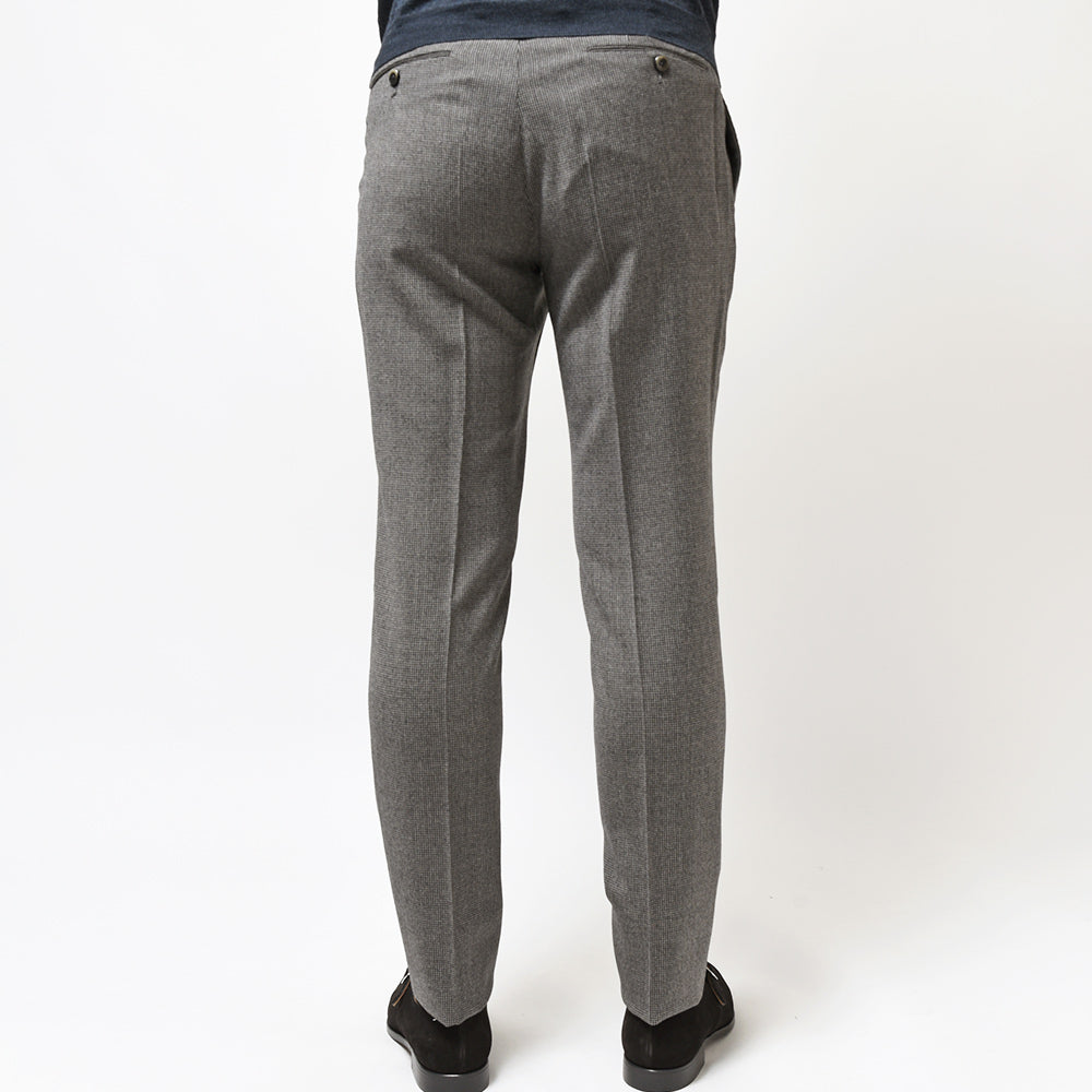 PT TORINO ピーティー トリノ ヴァージンウール ストレッチ ライトフランネル ハウンドトゥース 1プリーツ パンツ GENTLEMAN FIT