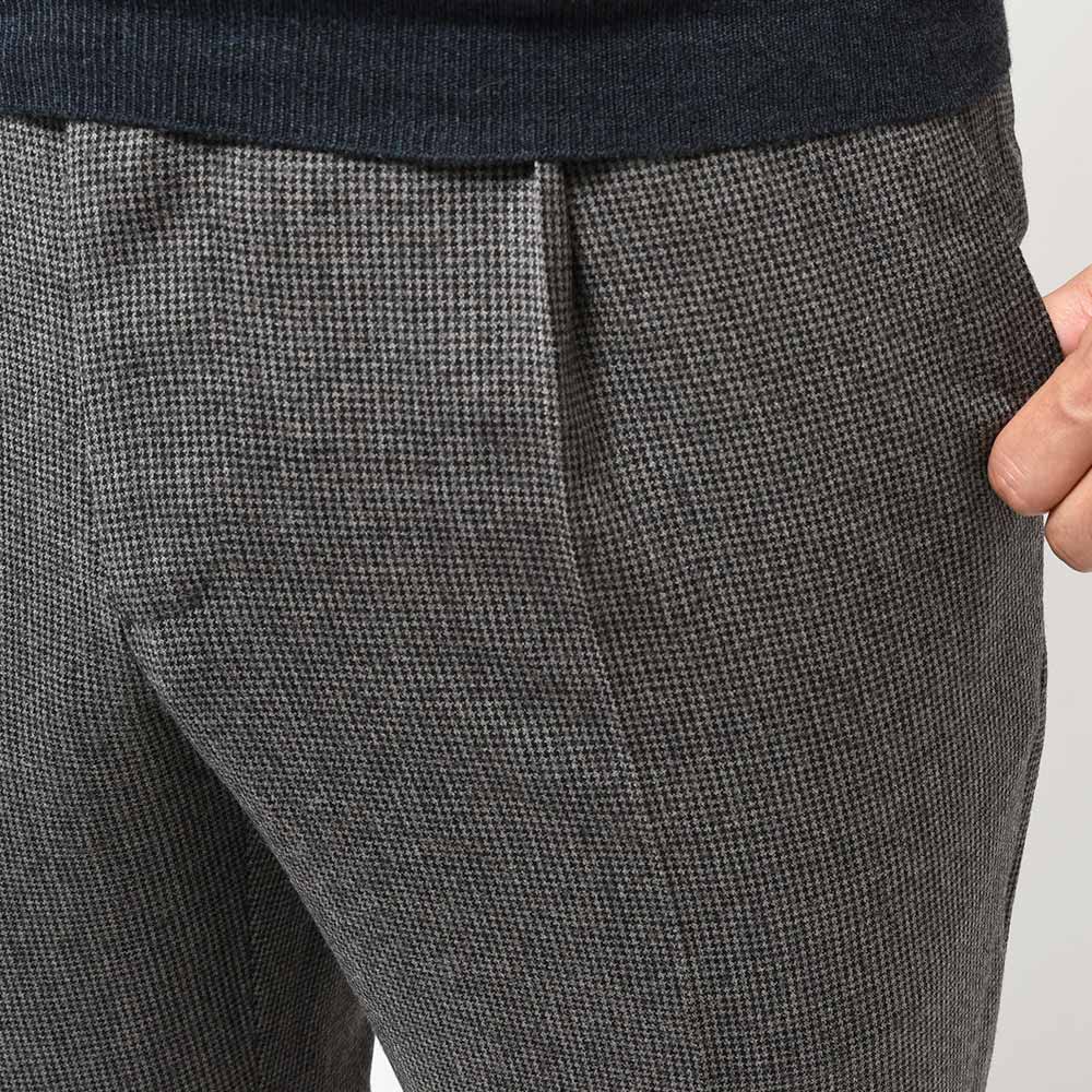 PT TORINO ピーティー トリノ ヴァージンウール ストレッチ ライトフランネル ハウンドトゥース 1プリーツ パンツ GENTLEMAN FIT
