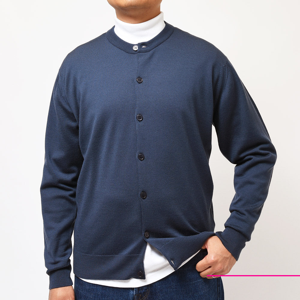 JOHN SMEDLEY ジョンスメドレー A4665 メリノウール 24ゲージ クルーネック ニットカーディガン SWEATER SERIES
