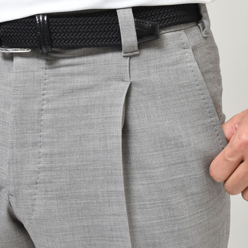 IGARASHI TROUSERS(五十嵐トラウザーズ) guji golf別注テクノウールジャージ1プリーツステッチクリーステーパードパンツ 1OUTP-101