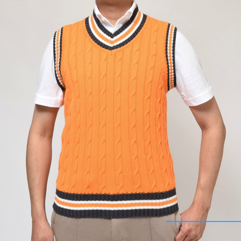 Mc George OF SCOTLAND(マックジョージ オブ スコットランド) guji golf別注ミドルゲージコットンケーブルチルデンニットベスト NEWTONMILL