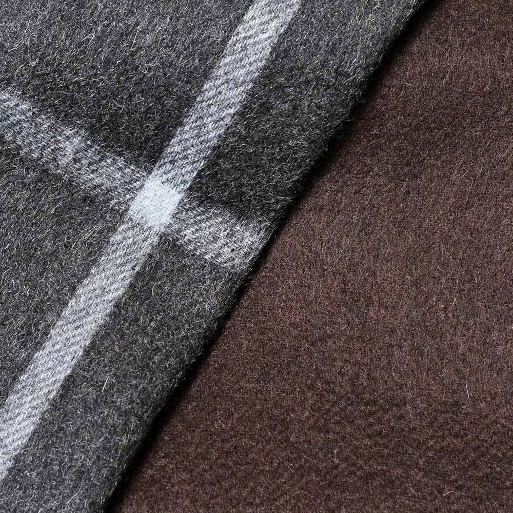 Joshua Ellis(ジョシュア エリス) カシミアチェック×ソリッドダブルフェイス大判ストール D Face Check×Plain