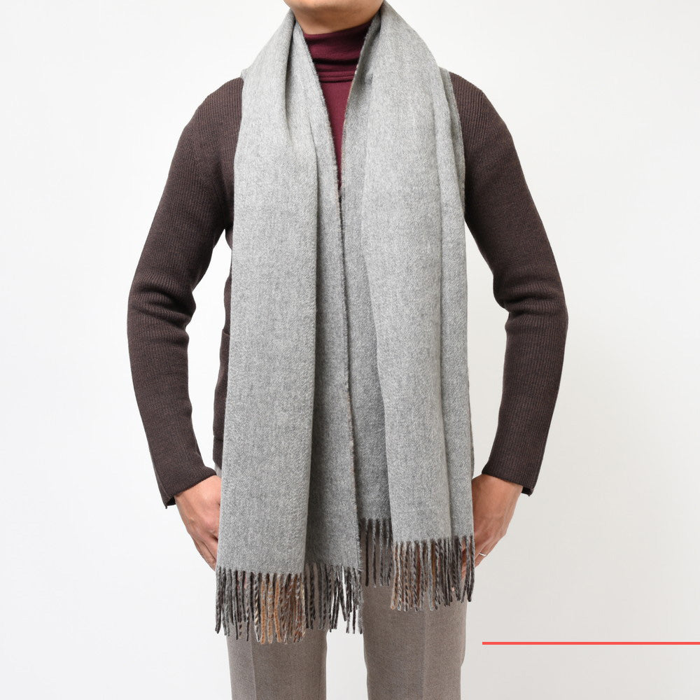 Joshua Ellis(ジョシュア エリス) カシミアチェック×ソリッドダブルフェイス大判ストール D Face Check×Plain