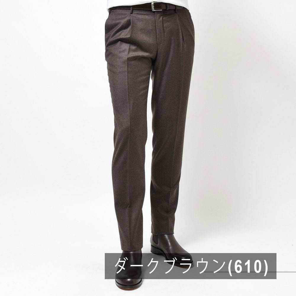 INCOTEX(インコテックス) SLIM FIT SUPER100'sウールサキソニーソリッド1プリーツテーパードパンツ 1T0031-1645A
