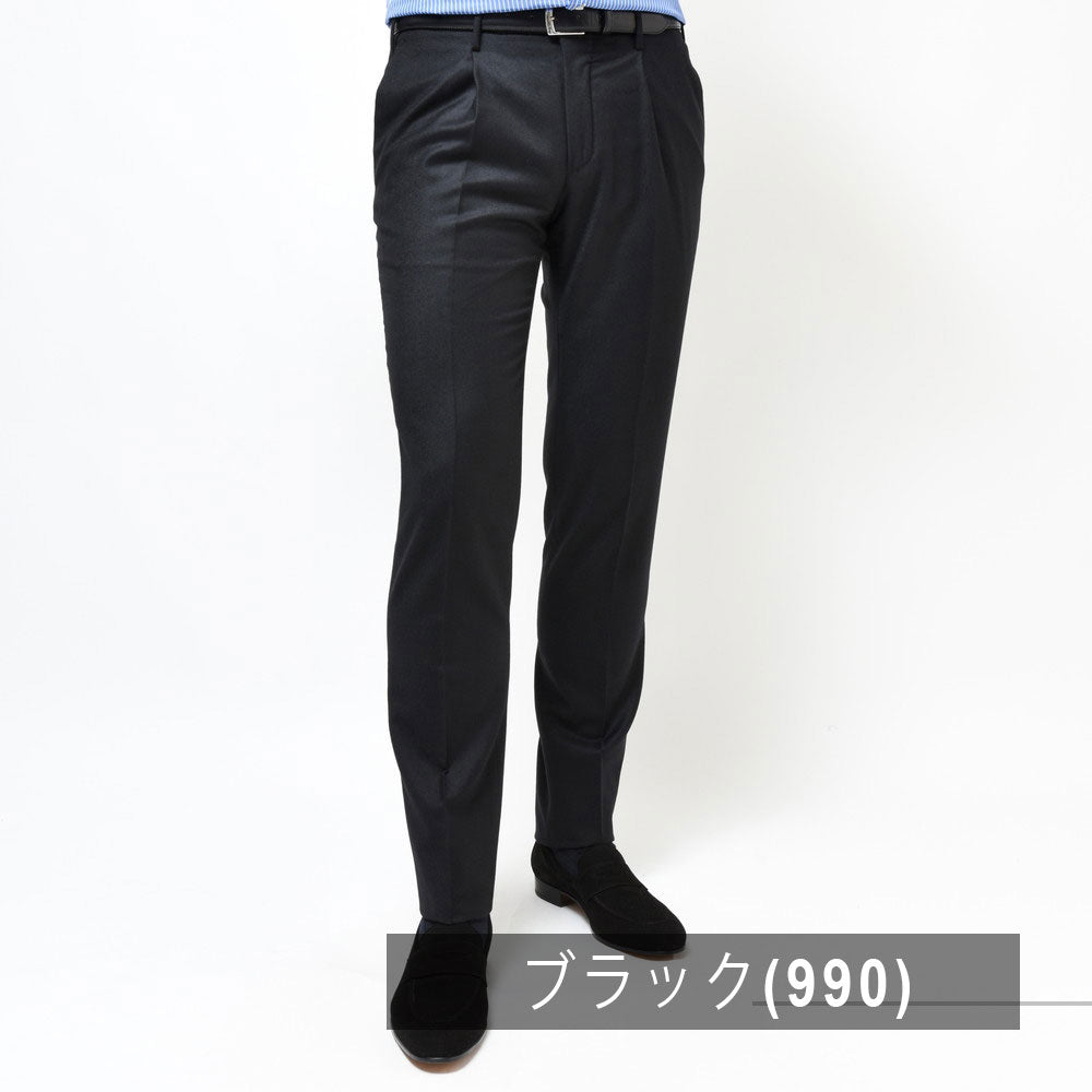 INCOTEX(インコテックス) SLIM FIT SUPER100'sウールサキソニーソリッド1プリーツテーパードパンツ 1T0031-1645A