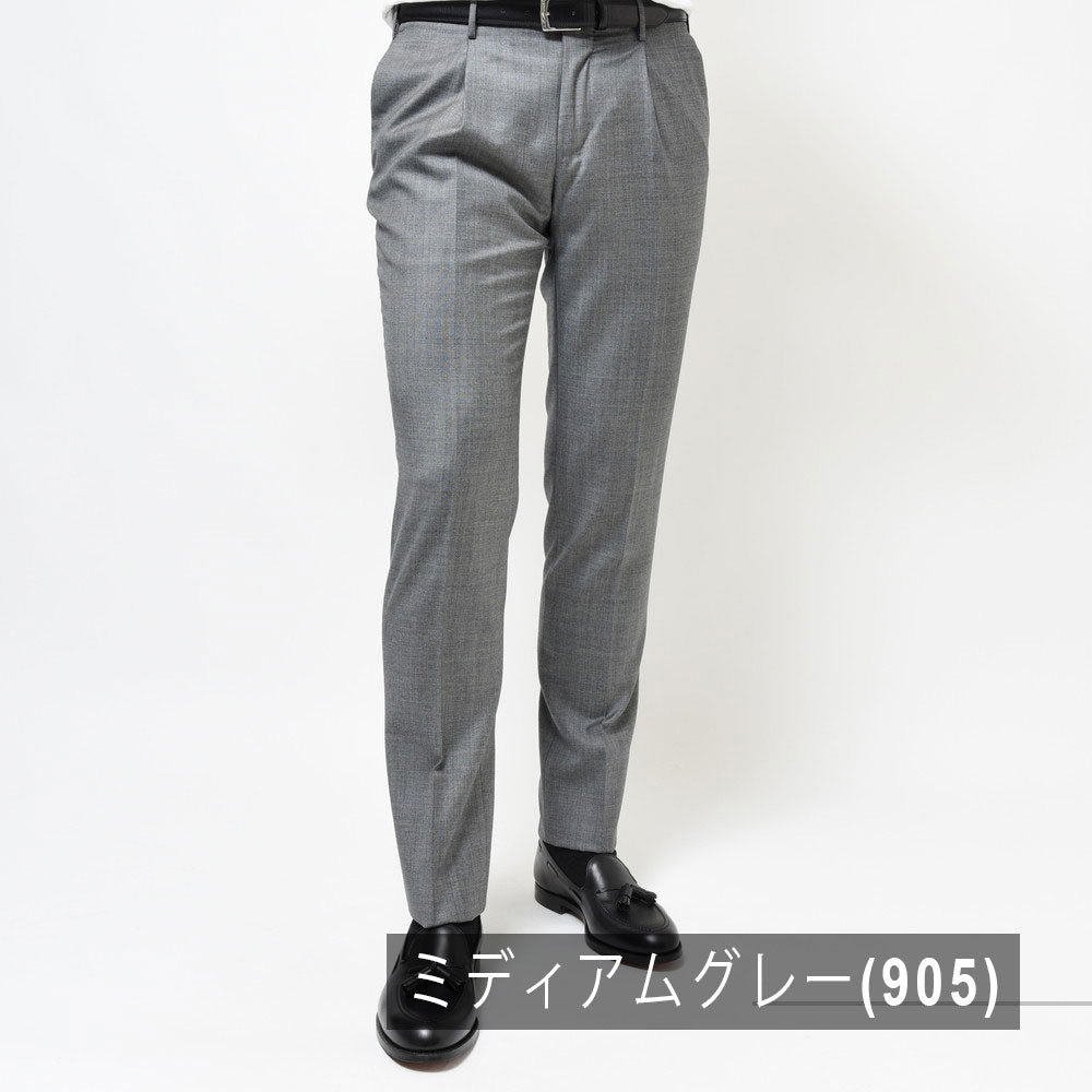 INCOTEX(インコテックス) SLIM FIT SUPER100'sウールシャークスキン1プリーツテーパードパンツ 1T0031-1010A