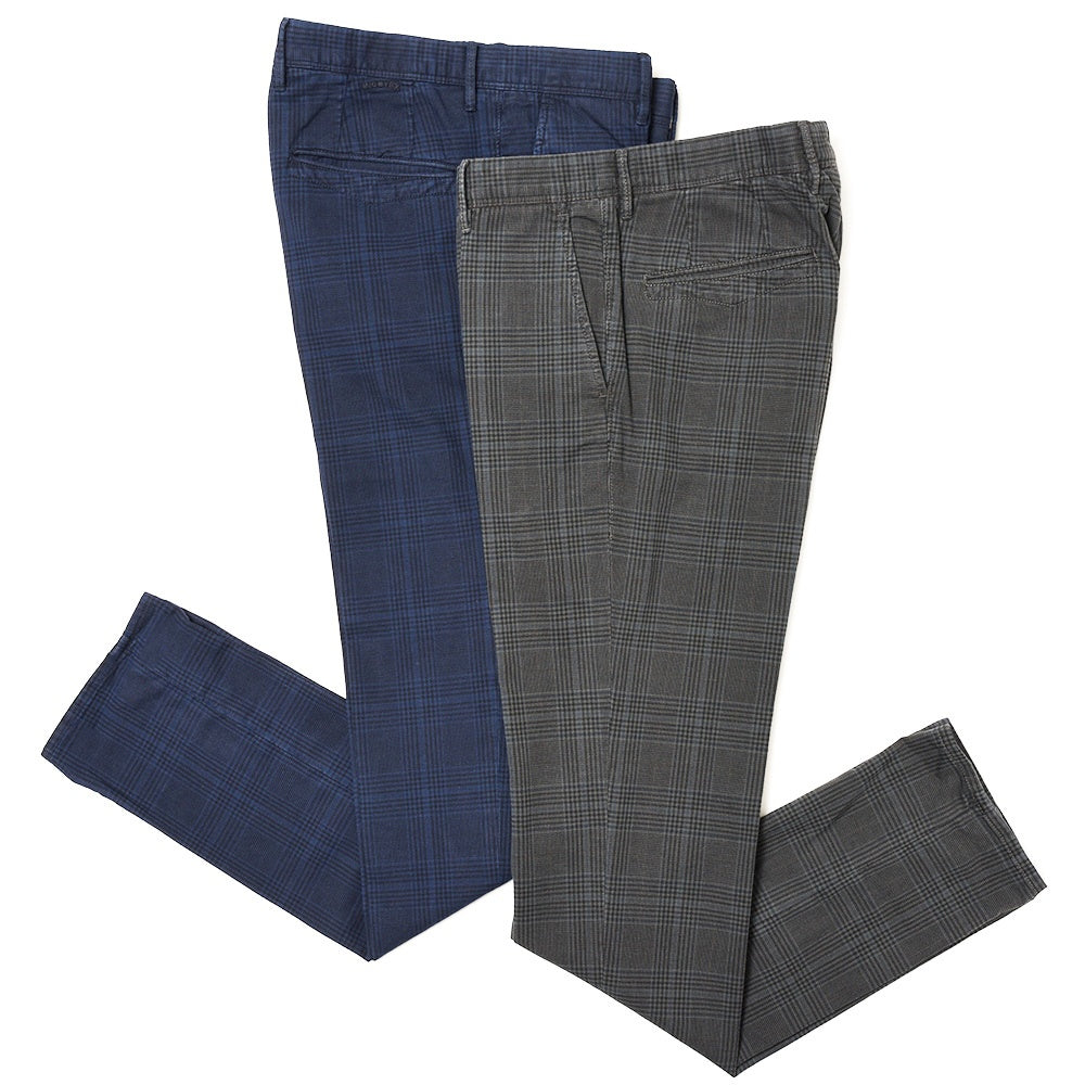 INCOTEX SLACKS(インコテックス スラックス) SLIM FIT ガーメントダイストレッチコットンオーバーチェックテーパードパンツ 470-81587