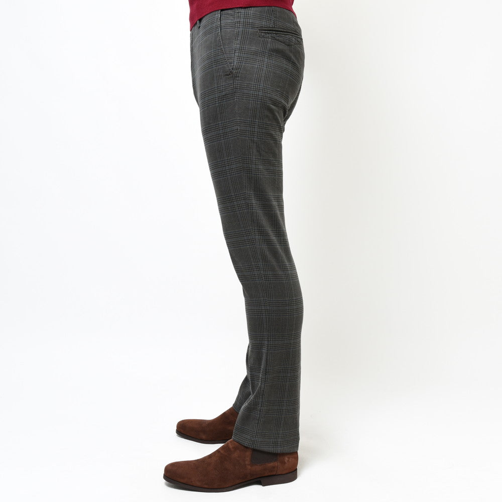 INCOTEX SLACKS(インコテックス スラックス) SLIM FIT ガーメントダイストレッチコットンオーバーチェックテーパードパンツ 470-81587