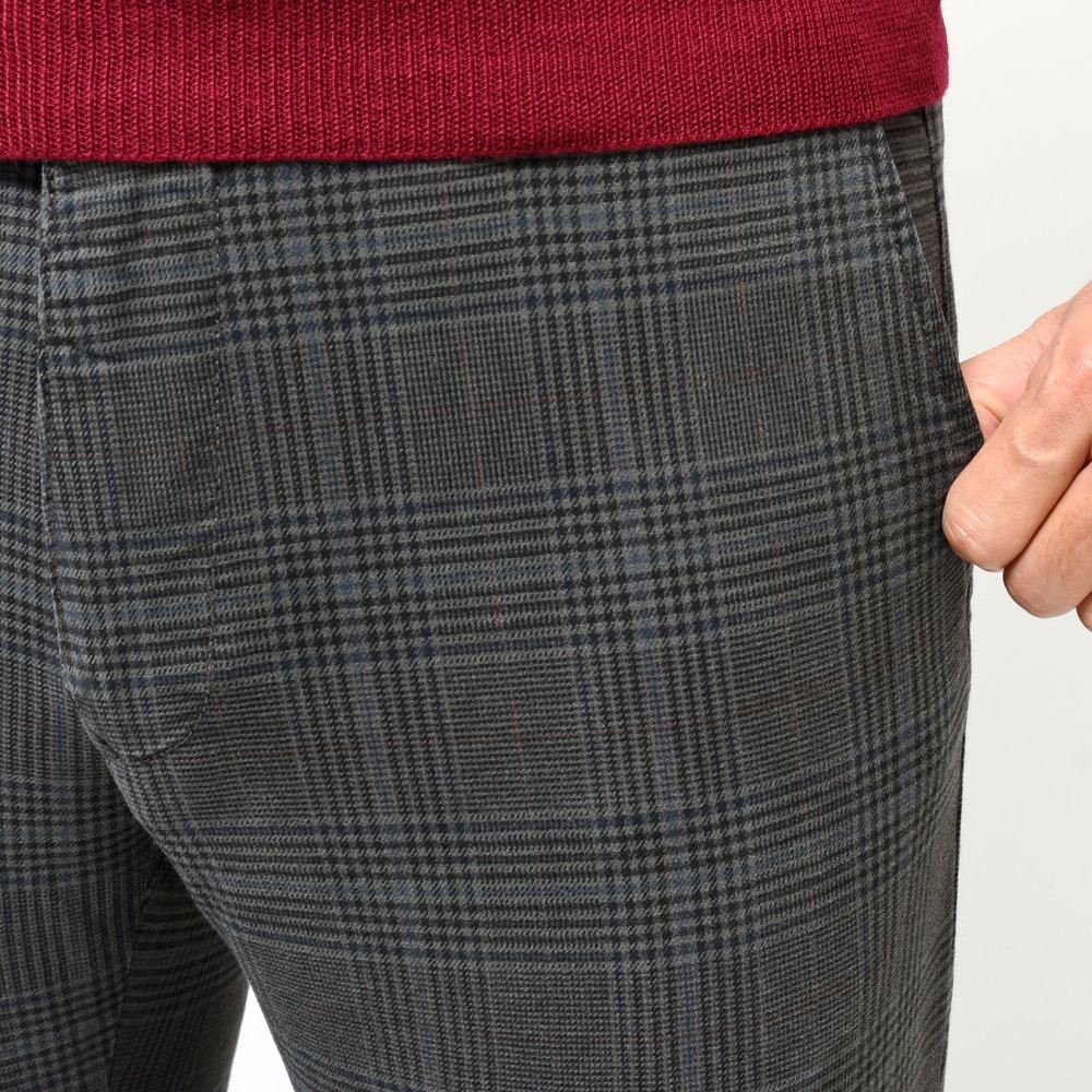 INCOTEX SLACKS(インコテックス スラックス) SLIM FIT ガーメントダイストレッチコットンオーバーチェックテーパードパンツ 470-81587