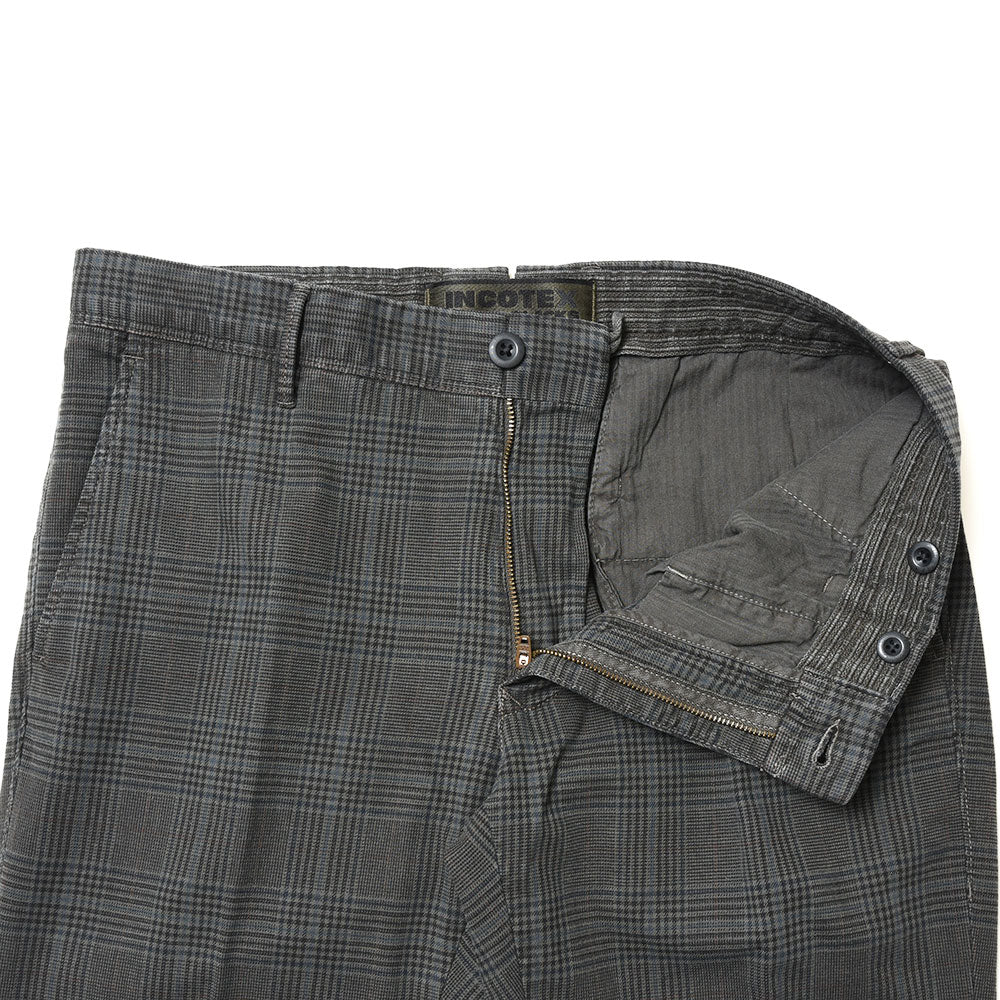 INCOTEX SLACKS(インコテックス スラックス) SLIM FIT ガーメントダイストレッチコットンオーバーチェックテーパードパンツ 470-81587