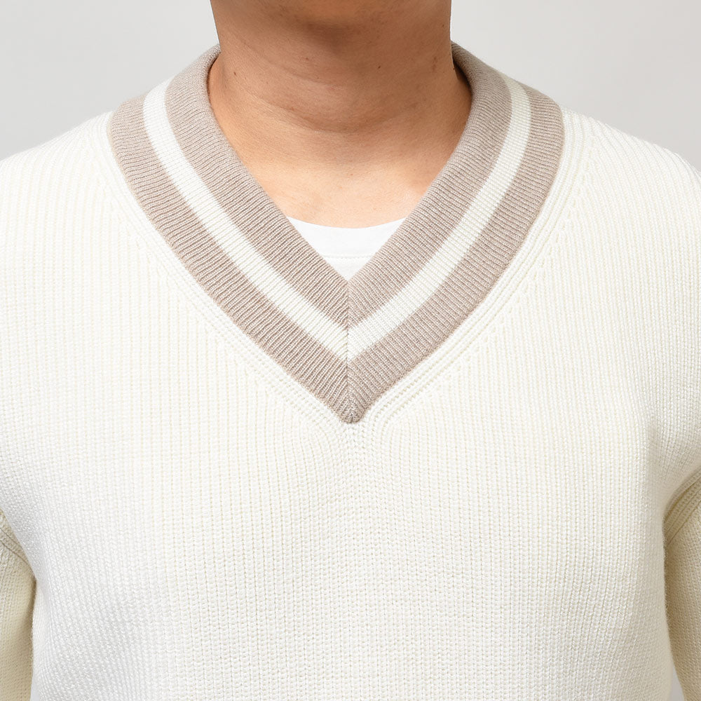 Settefili Cashmere セッテフィーリ カシミア ウール ミドルゲージ Vネック チルデンニット