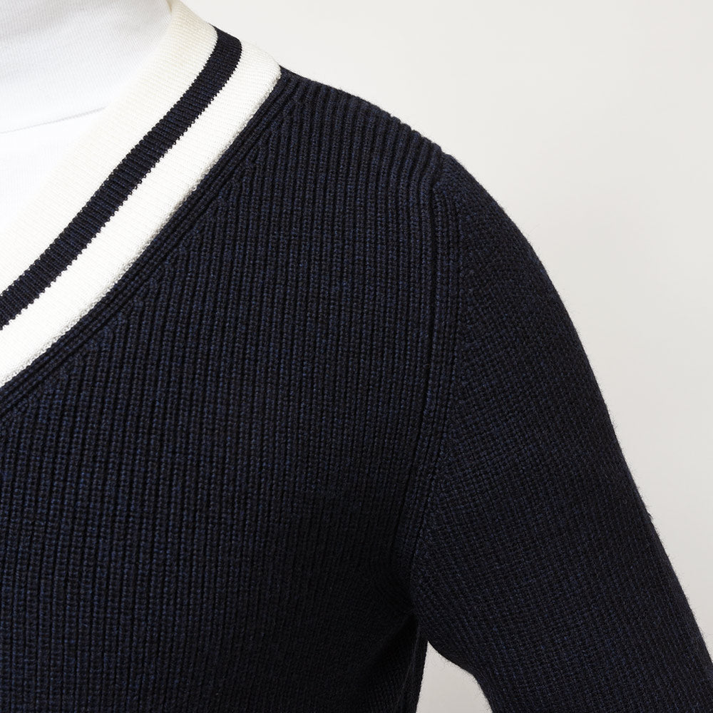 Settefili Cashmere セッテフィーリ カシミア ウール ミドルゲージ Vネック チルデンニット