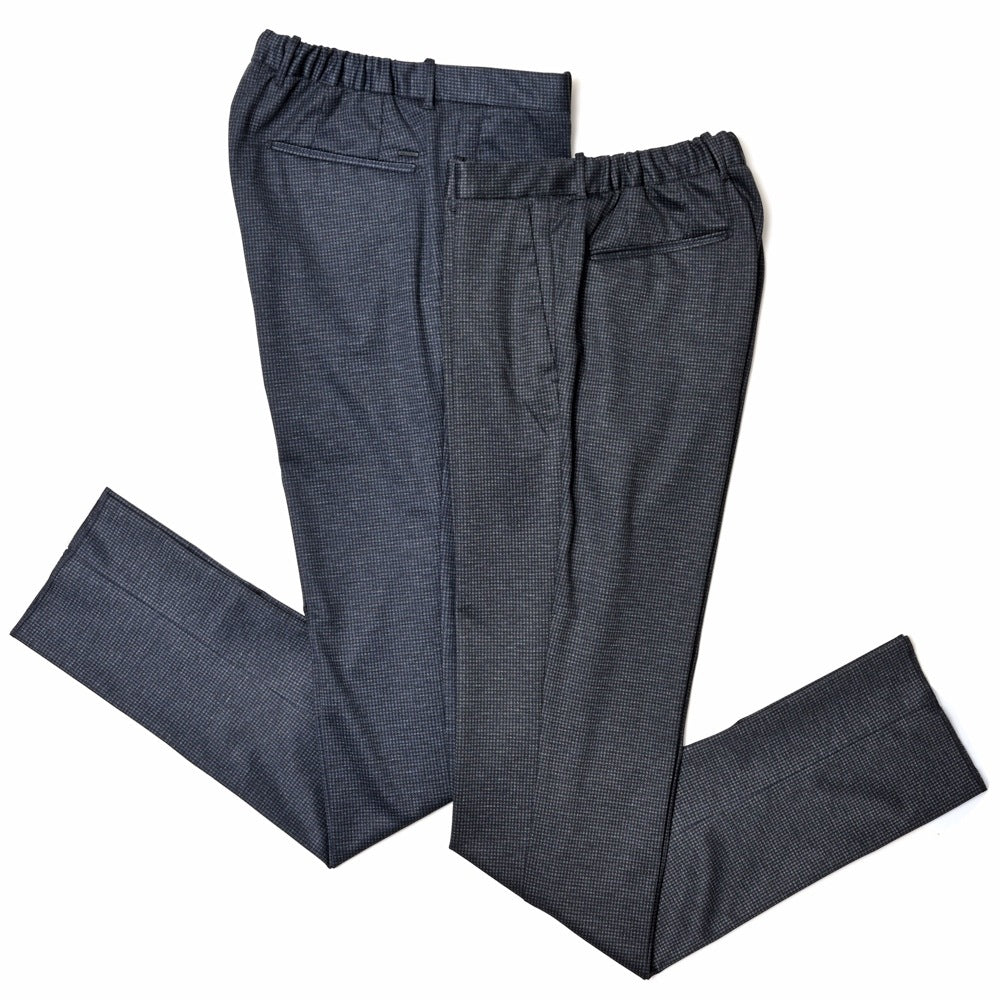INCOTEX(インコテックス) SLIM FIT ウォッシャブルテクノウールジャージハウンドトゥーステーパードシャーリングパンツ 470-81560