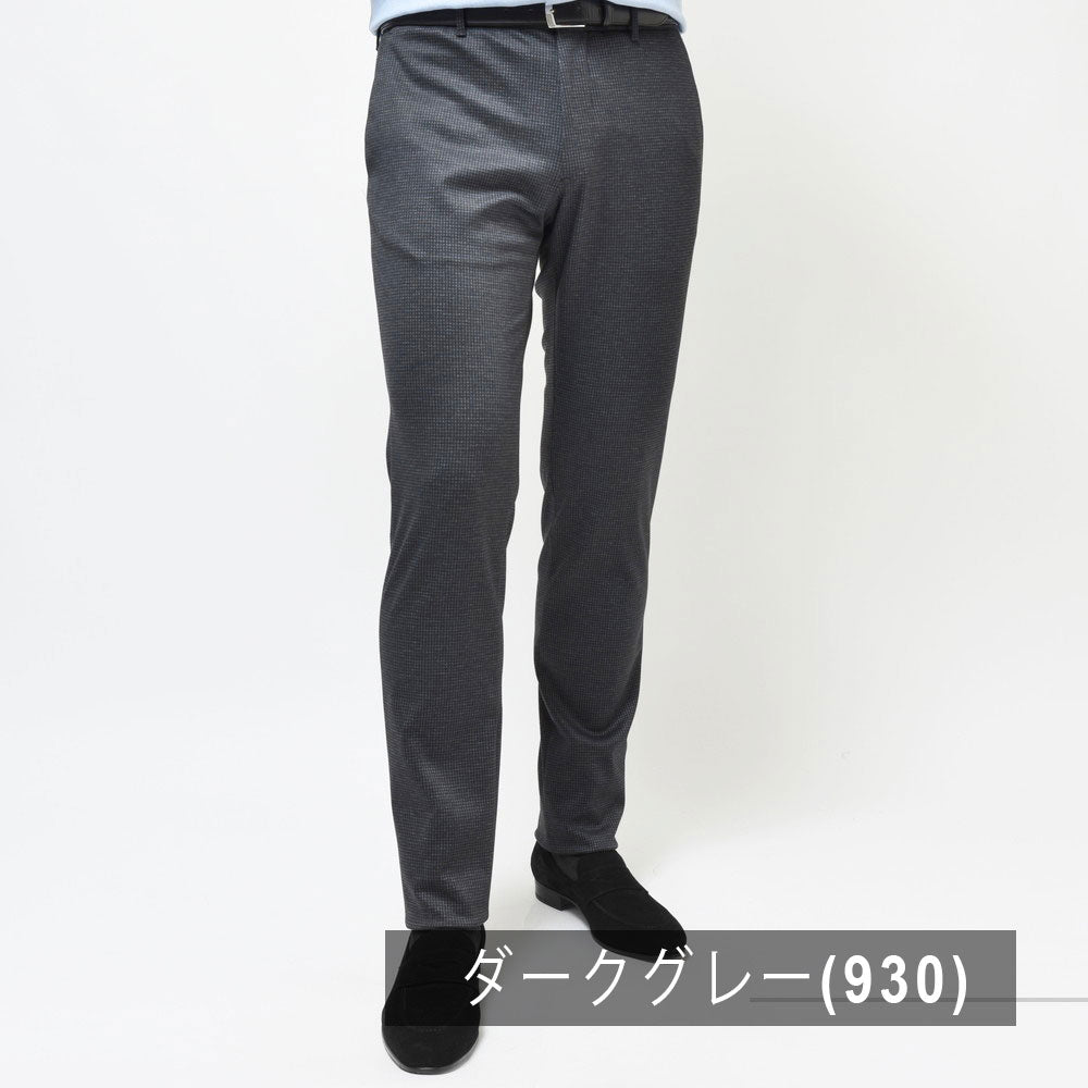 INCOTEX(インコテックス) SLIM FIT ウォッシャブルテクノウールジャージハウンドトゥーステーパードシャーリングパンツ 470-81560
