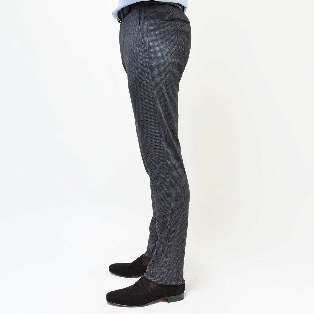 INCOTEX(インコテックス) SLIM FIT ウォッシャブルテクノウールジャージハウンドトゥーステーパードシャーリングパンツ 470-81560