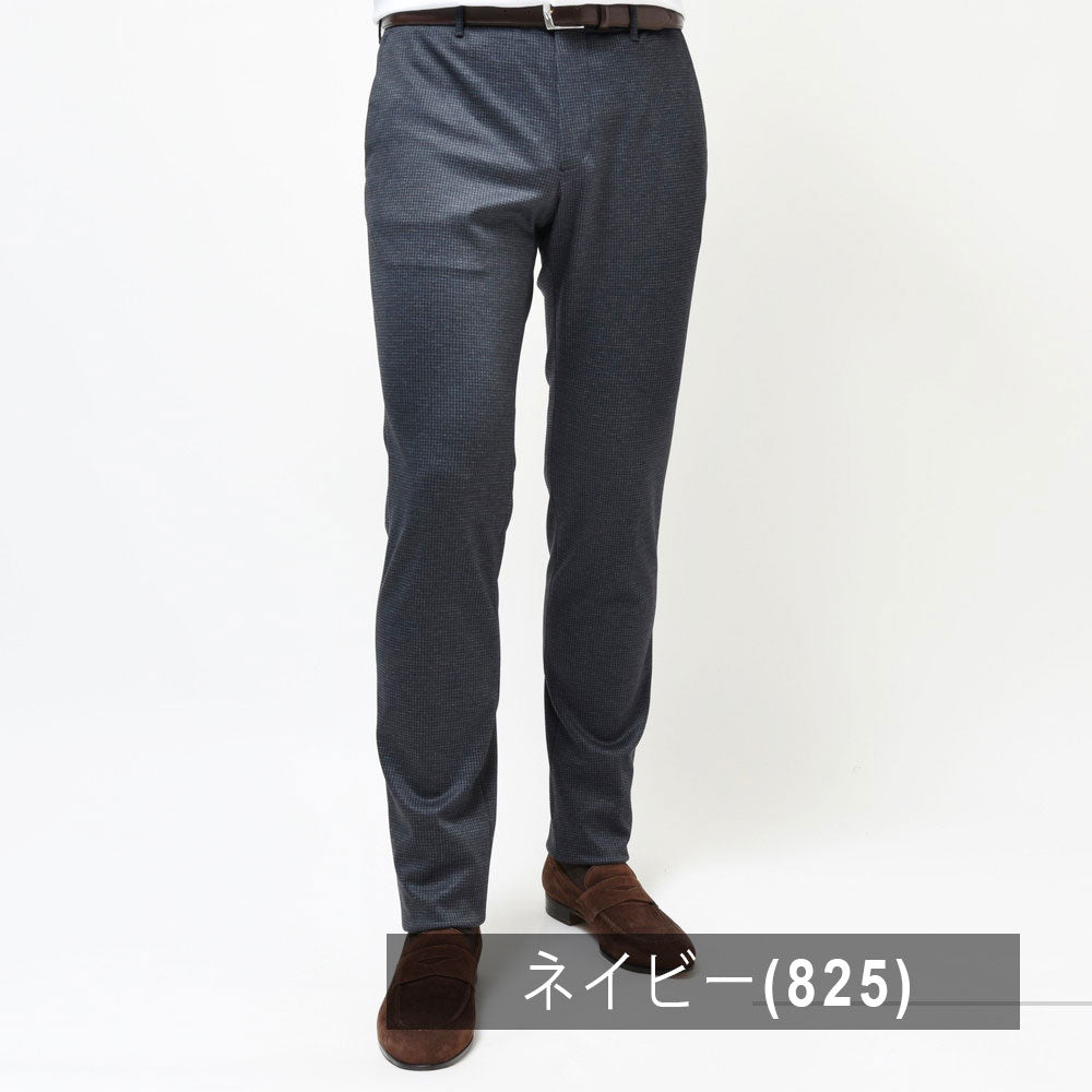 INCOTEX(インコテックス) SLIM FIT ウォッシャブルテクノウールジャージハウンドトゥーステーパードシャーリングパンツ 470-81560