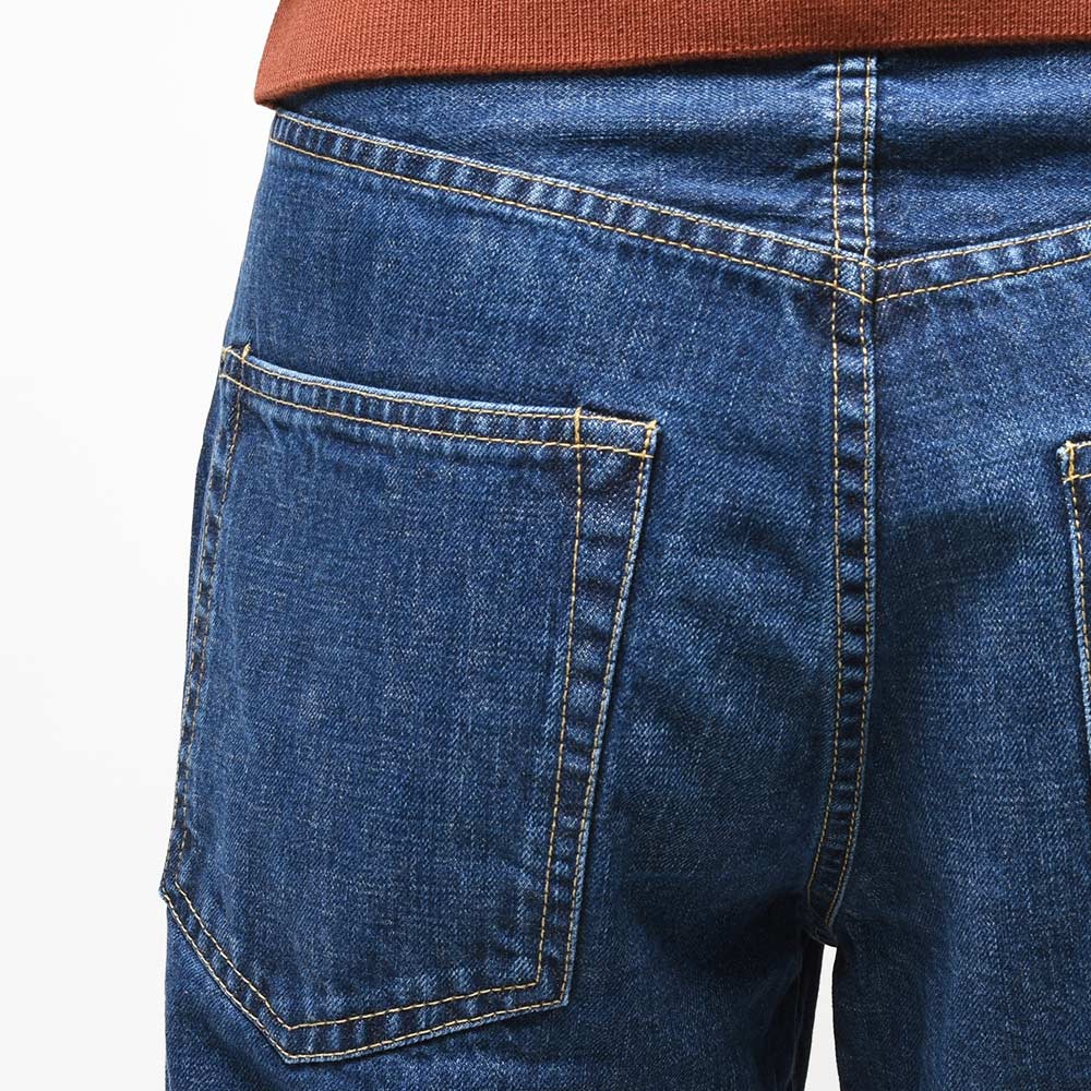 SCYE BASICS サイベーシックス セルビッジデニム ユーズドウォッシュ ワイドデニムパンツ