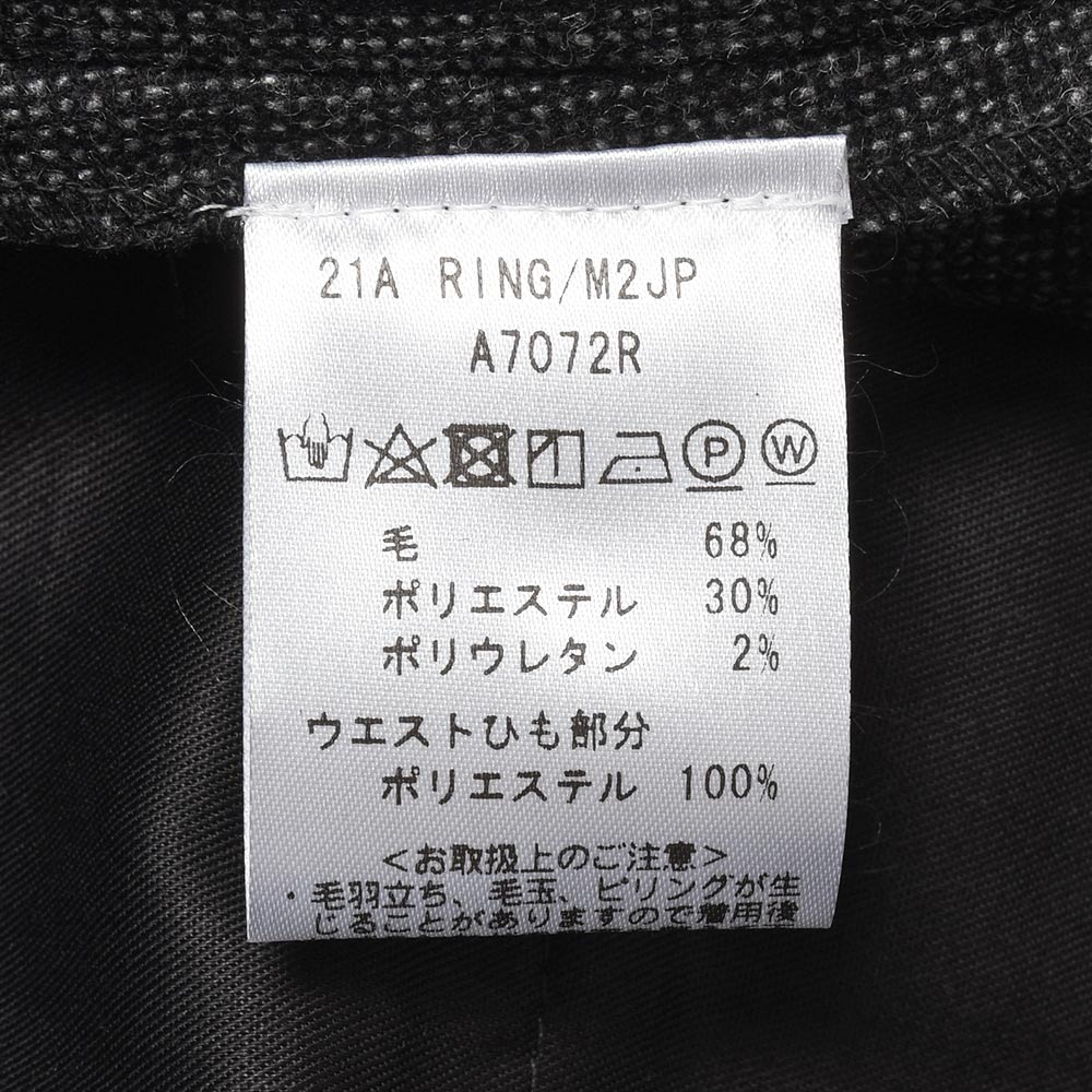 giab's ARCHIVIO ジャブスアルキヴィオ ring別注MASACCIO マサッチョ ウォッシャブルウール ライトフランネル ストレッチ ストライプ 1プリーツ パンツ A7072R