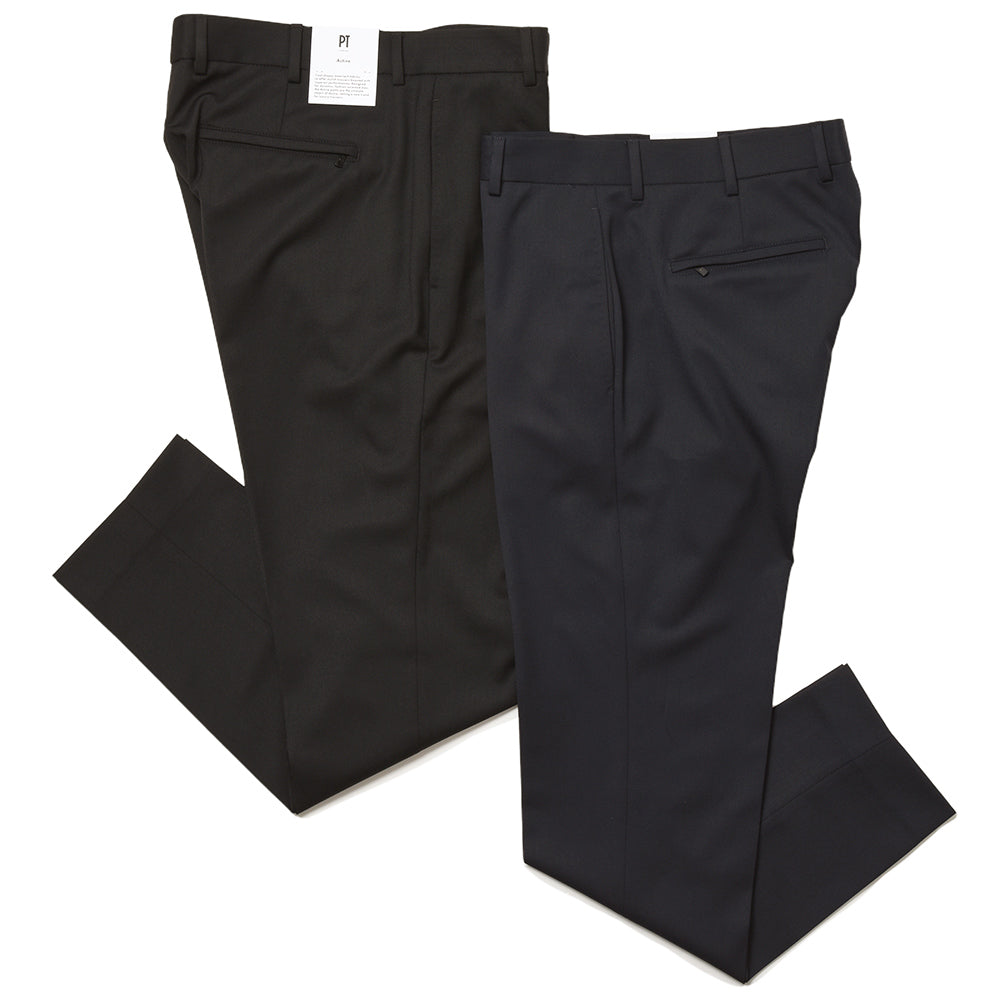 PT TORINO ピーティー トリノ Active ポリエステル ウール ストレッチ ツイル ウォッシャブル ノープリーツ パンツ EPSILON BACK ZIP