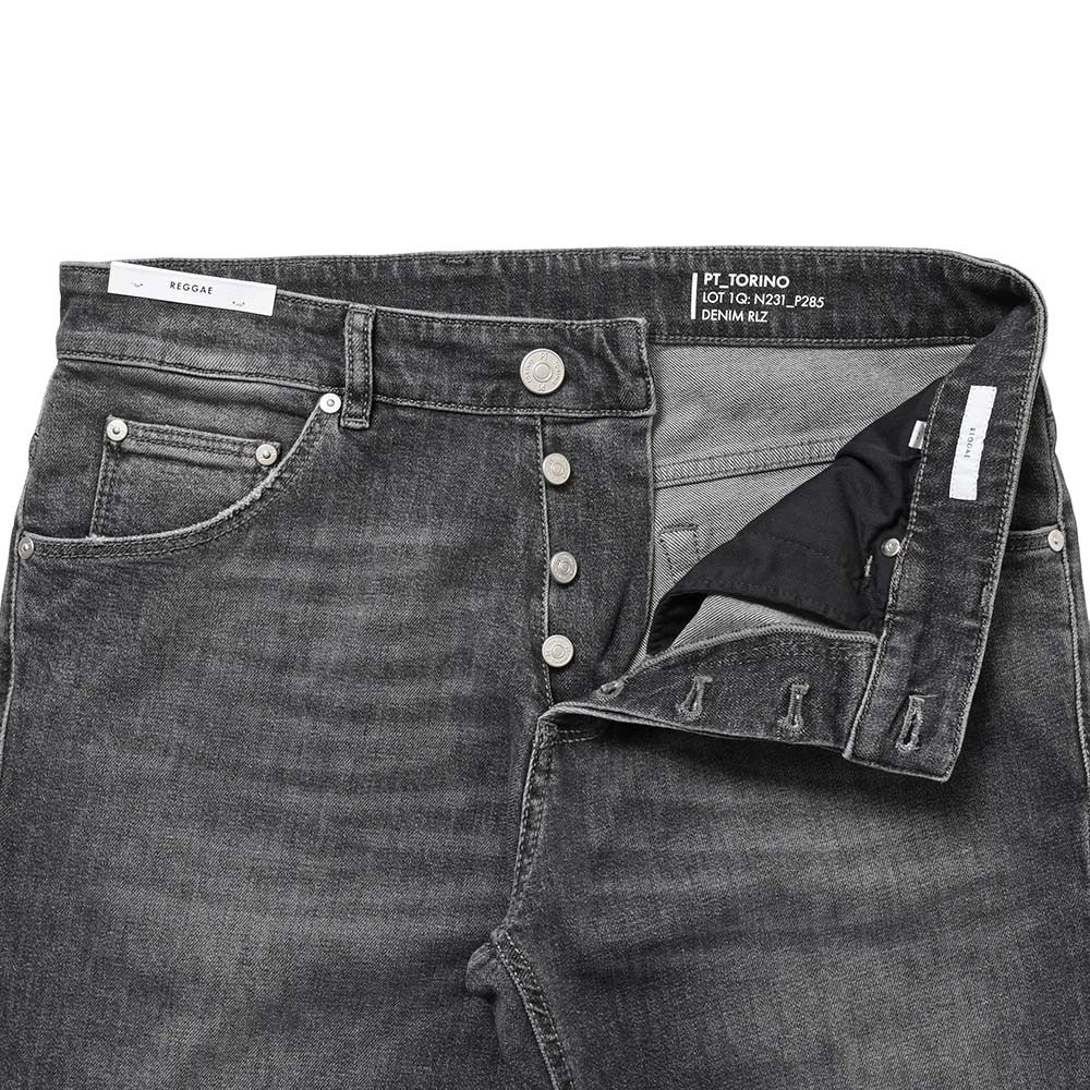 PT TORINO DENIM ピーティートリノデニム コットン ストレッチ ウォッシュド ブラックデニムパンツ REGGAE/TAPERED FIT