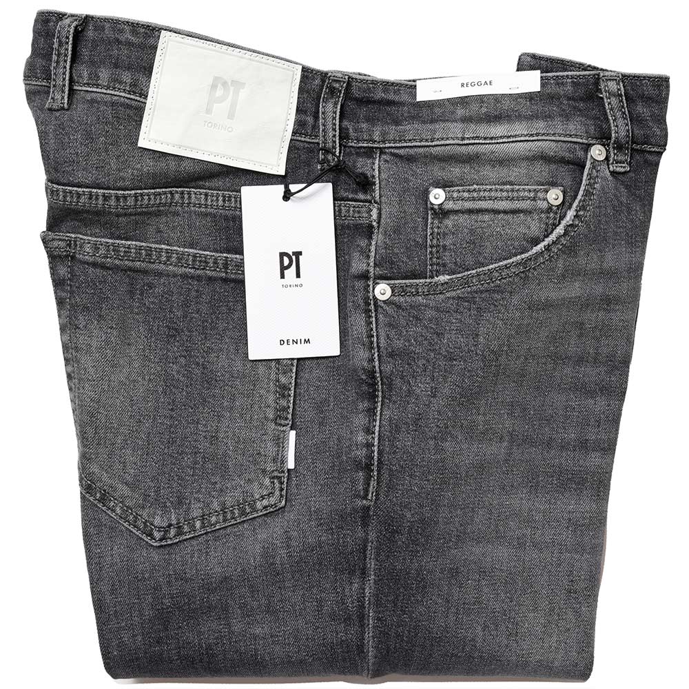 PT TORINO DENIM ピーティートリノデニム コットン ストレッチ ウォッシュド ブラックデニムパンツ REGGAE/TAPERED FIT