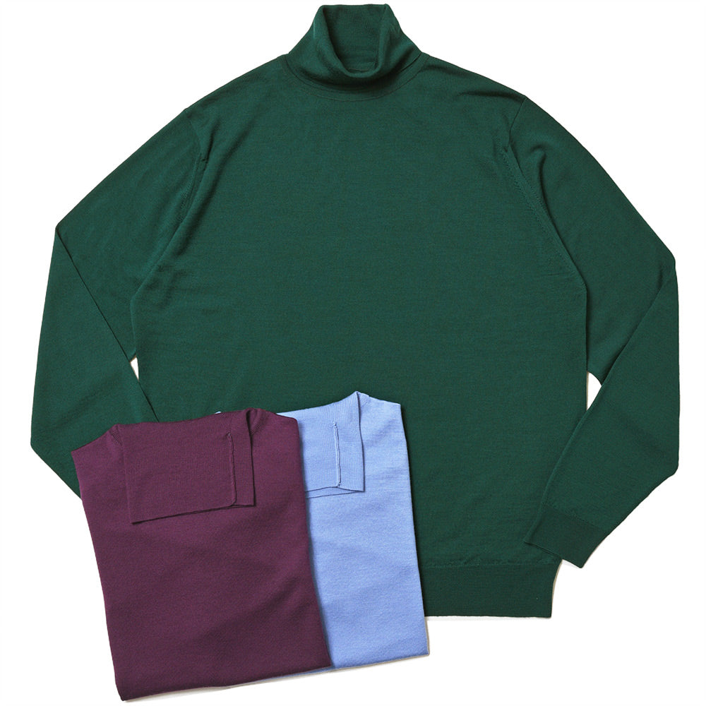 JOHN SMEDLEY ジョンスメドレー LEVINE メリノウール 30ゲージ タートルネック ニット MODERN FIT
